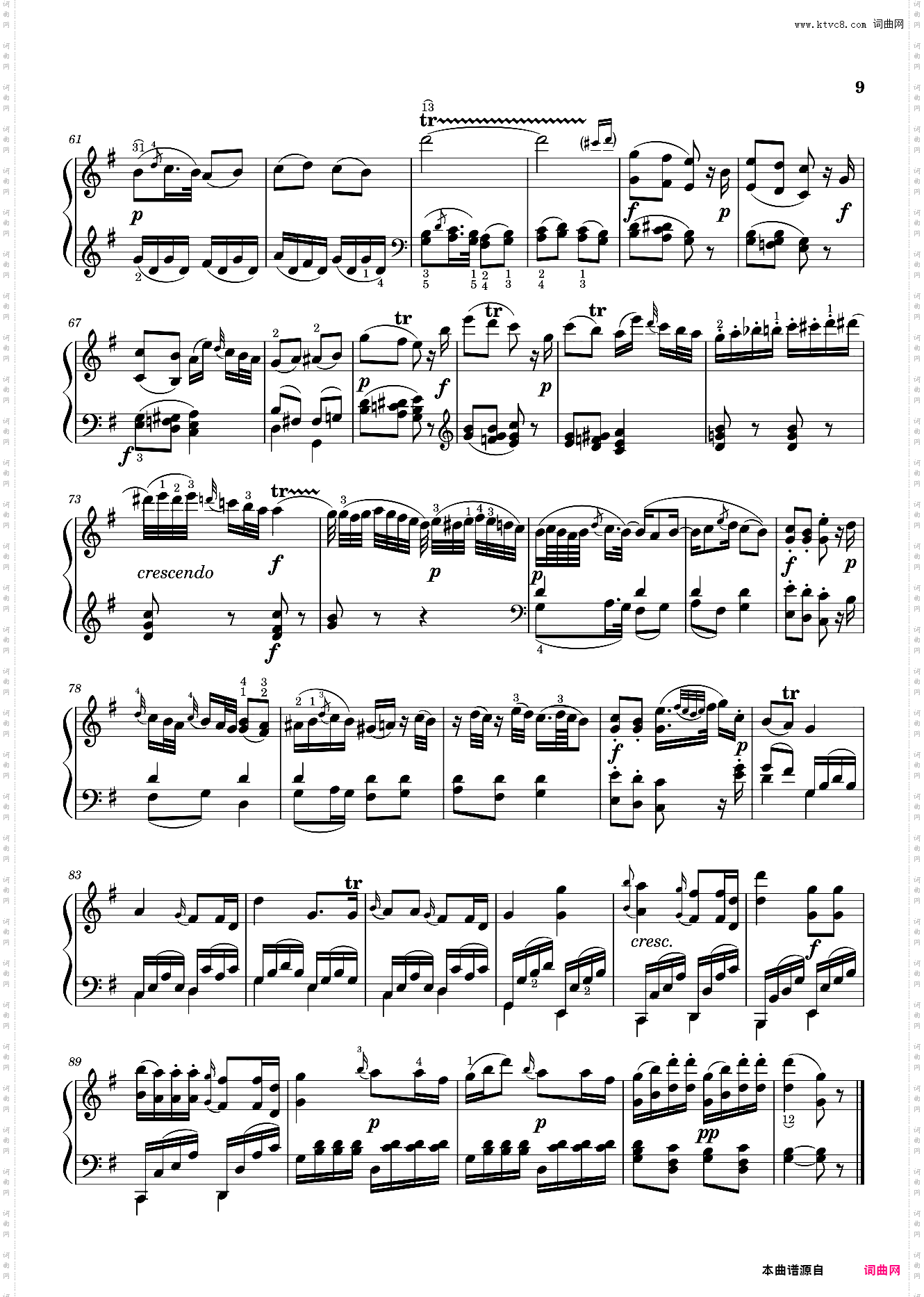 莫扎特第九钢琴奏鸣曲Sonata No· 9, 2nd Movement K· 311