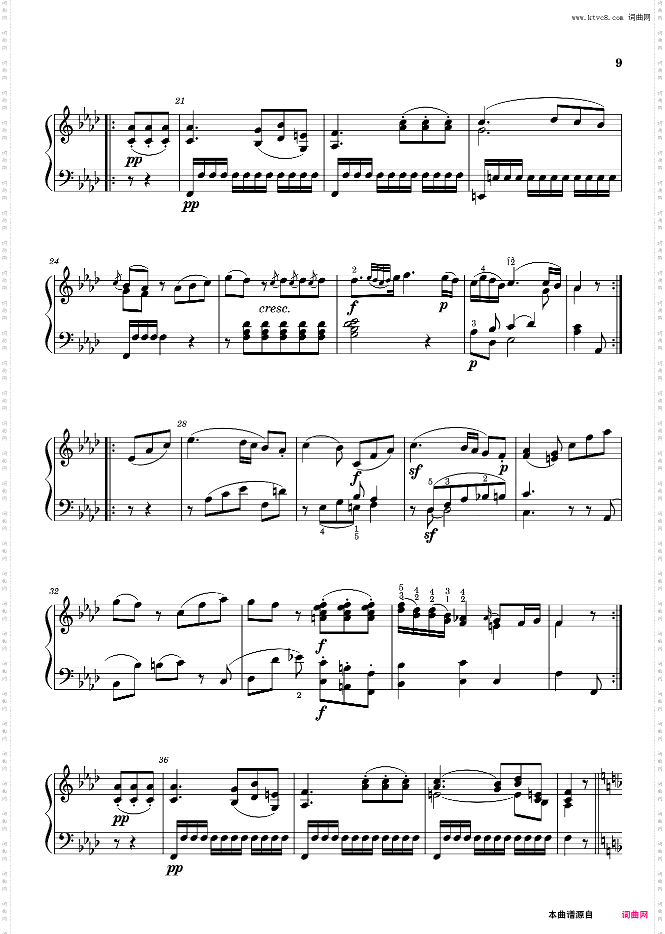 莫扎特C大调奏鸣曲 第二乐章