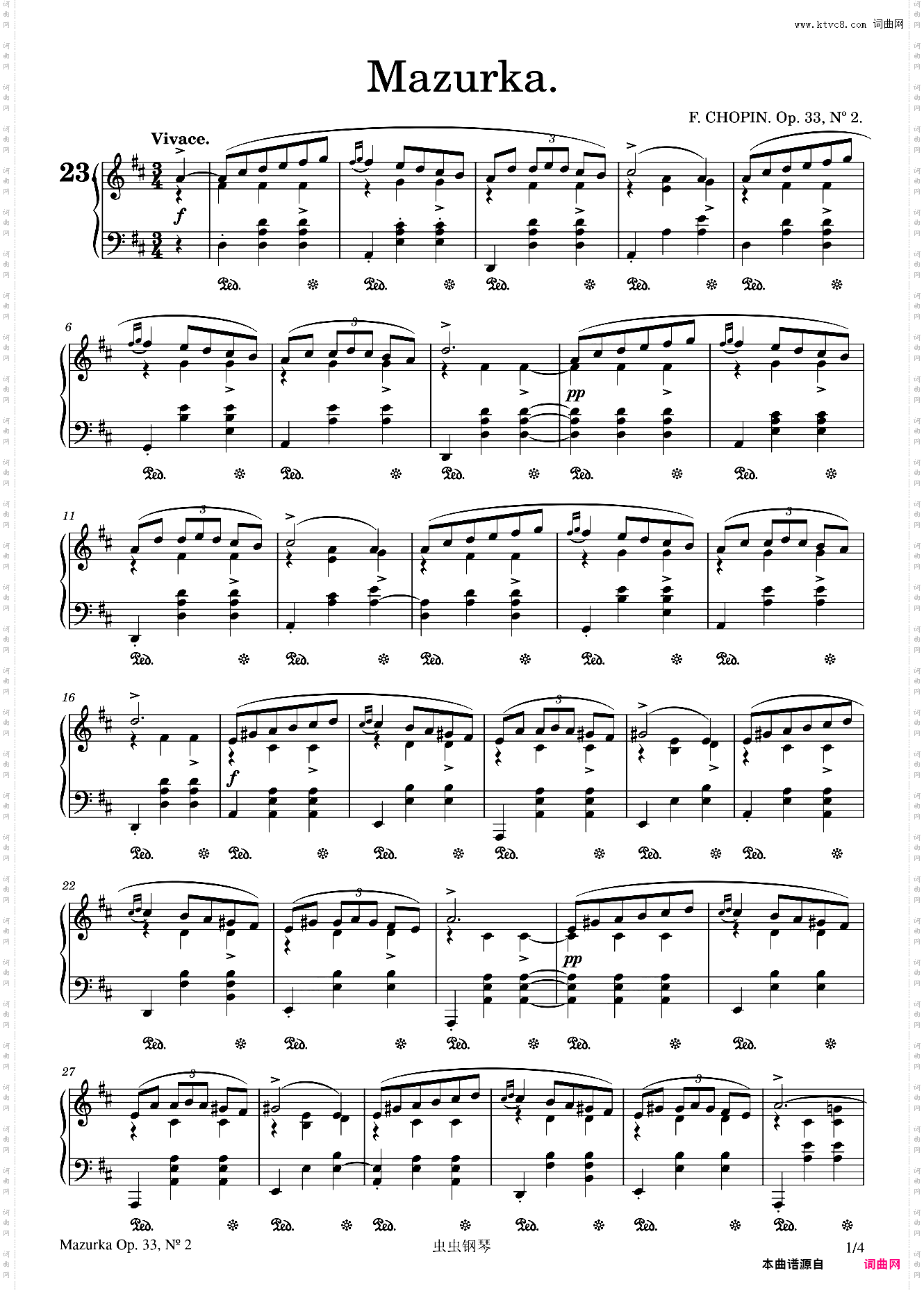 Mazurka in D major, Op· 33, No· 2 - Frédéric Chopin - 1838