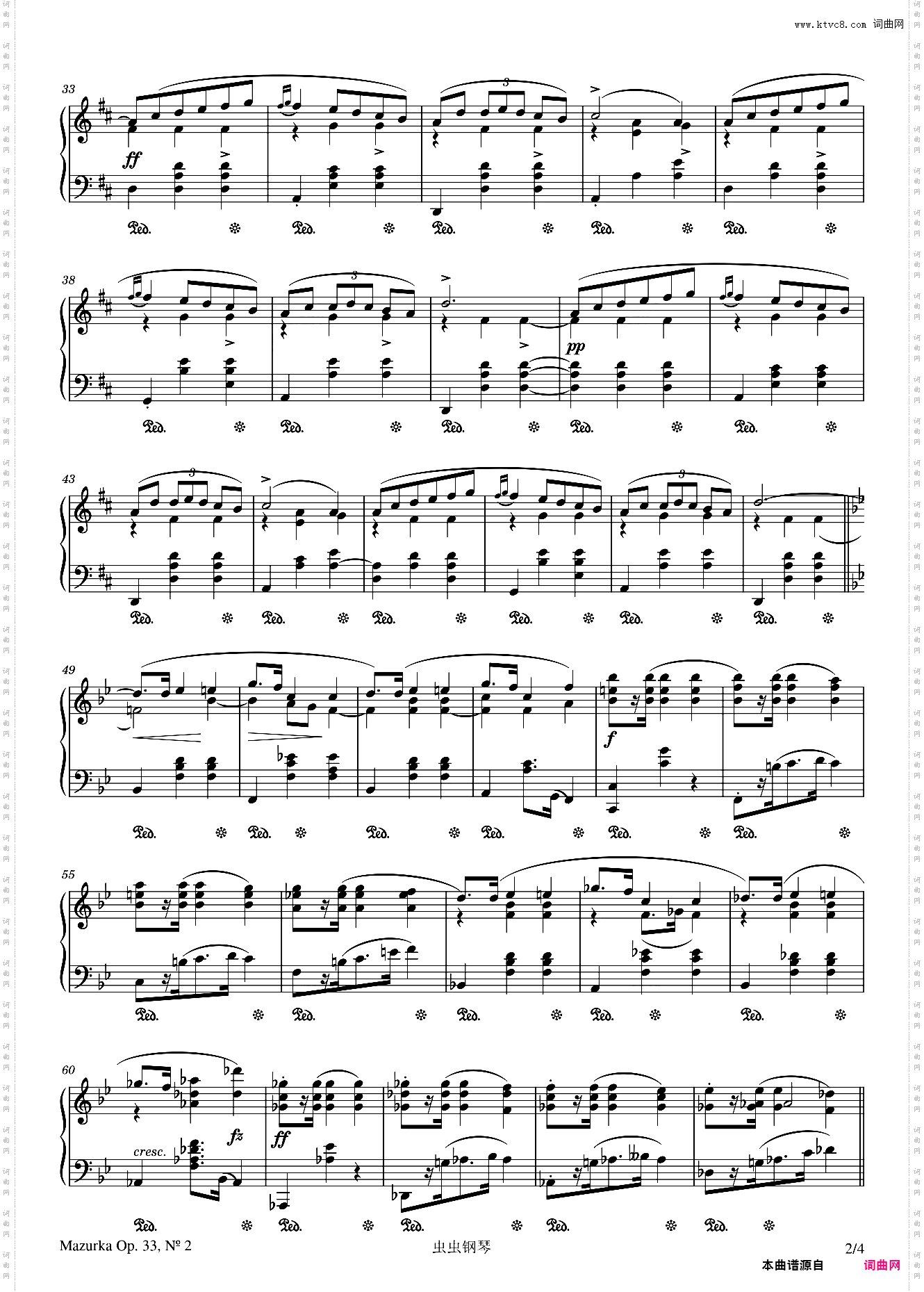 Mazurka in D major, Op· 33, No· 2 - Frédéric Chopin - 1838