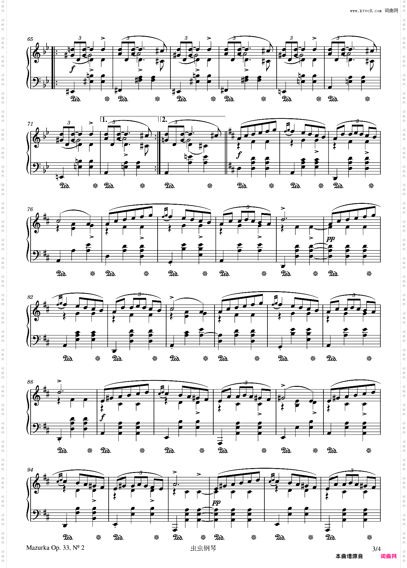 Mazurka in D major, Op· 33, No· 2 - Frédéric Chopin - 1838