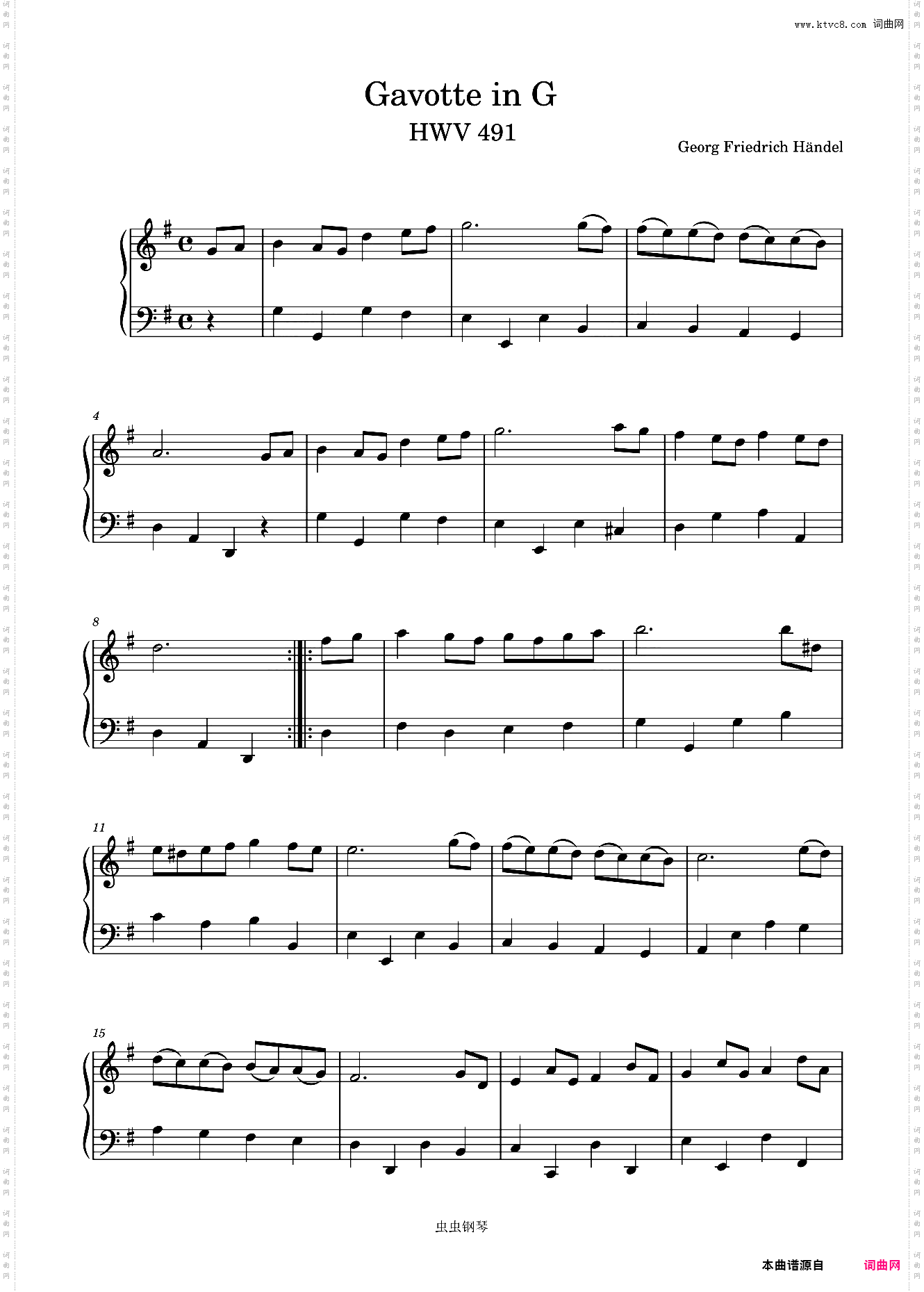 Gavotte in G major, HWV 491 Handel, George Frideric
