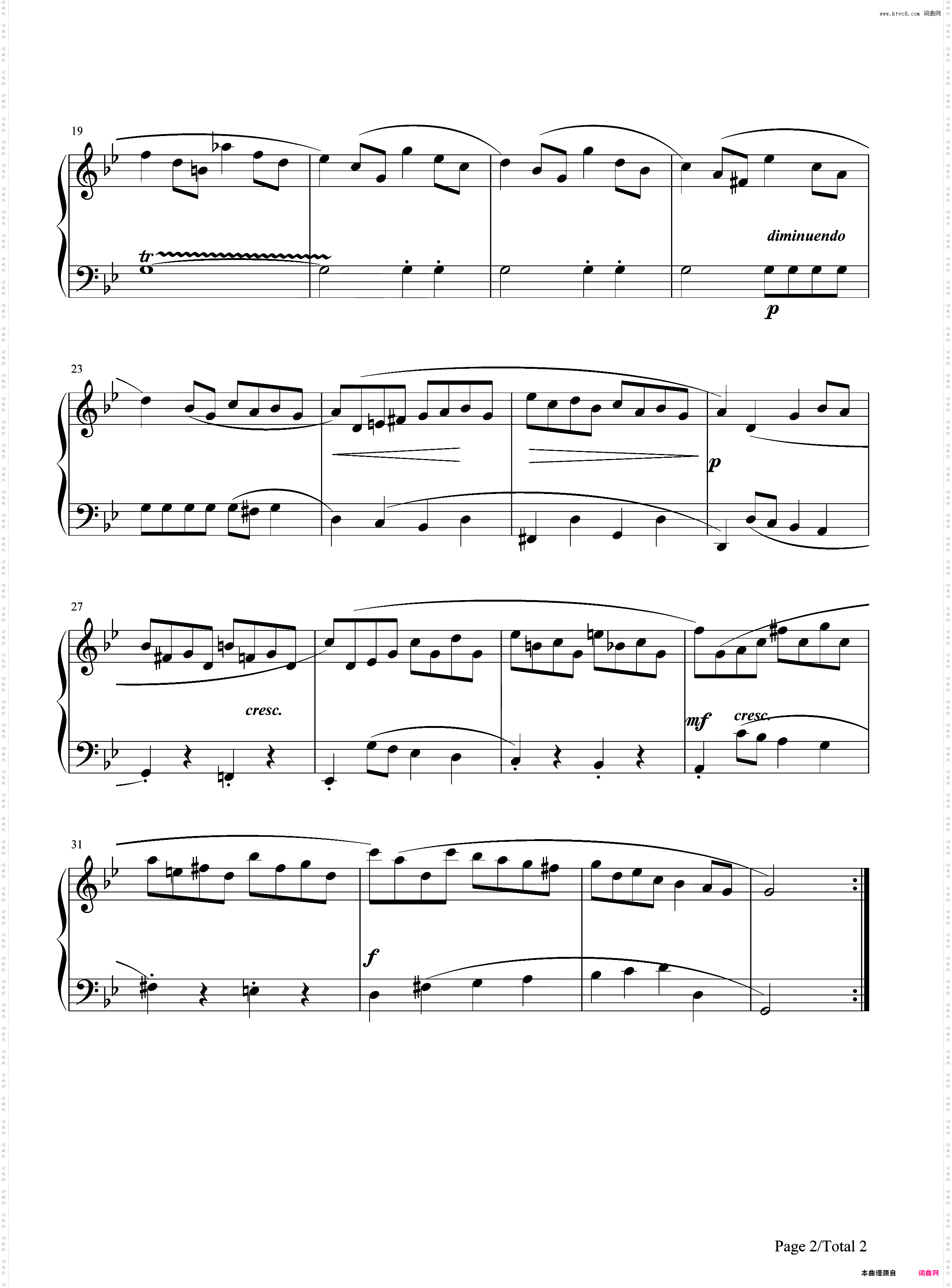 加伏特舞曲 20-巴赫初级钢琴曲集