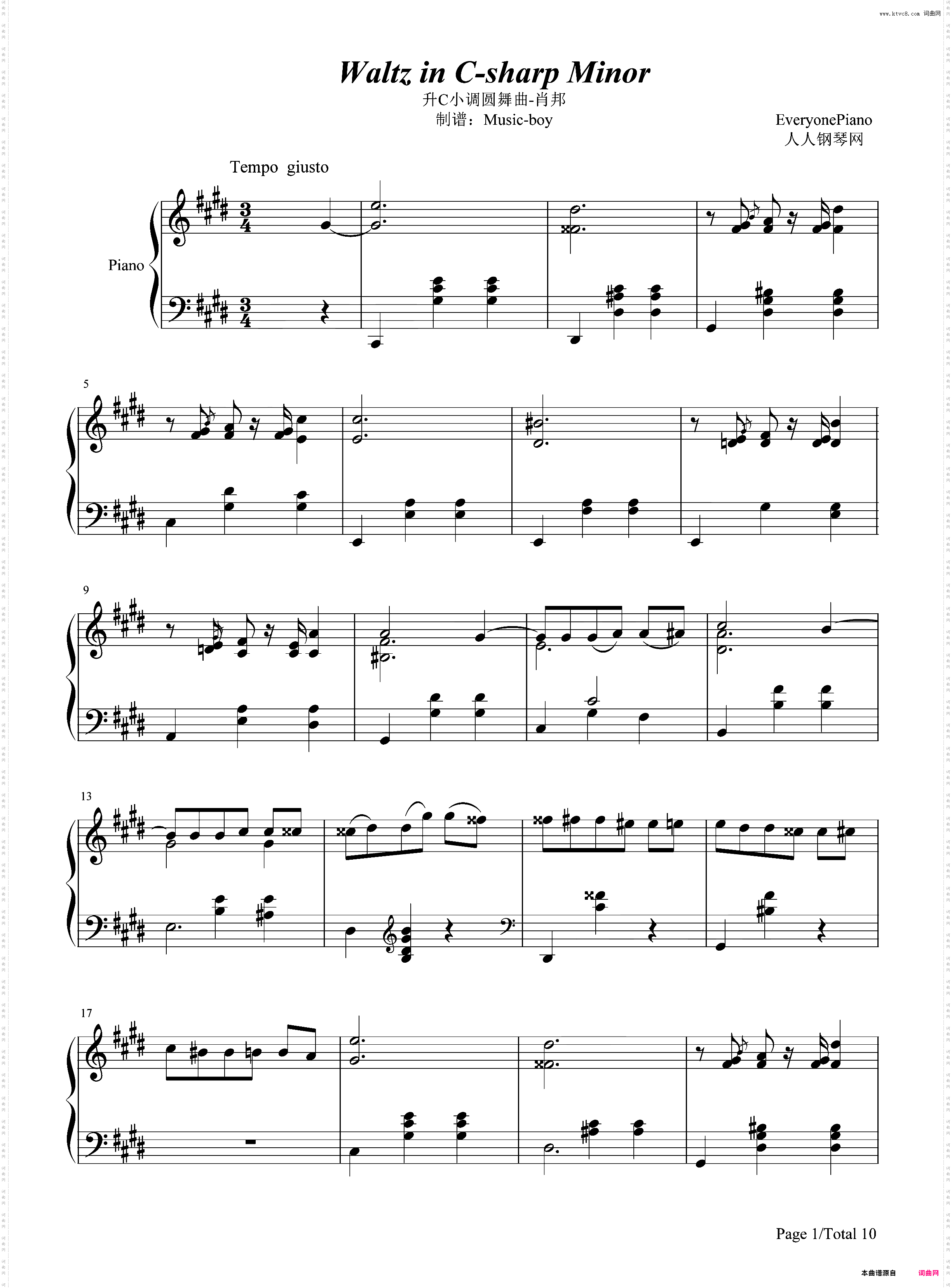 升C小调圆舞曲-肖邦