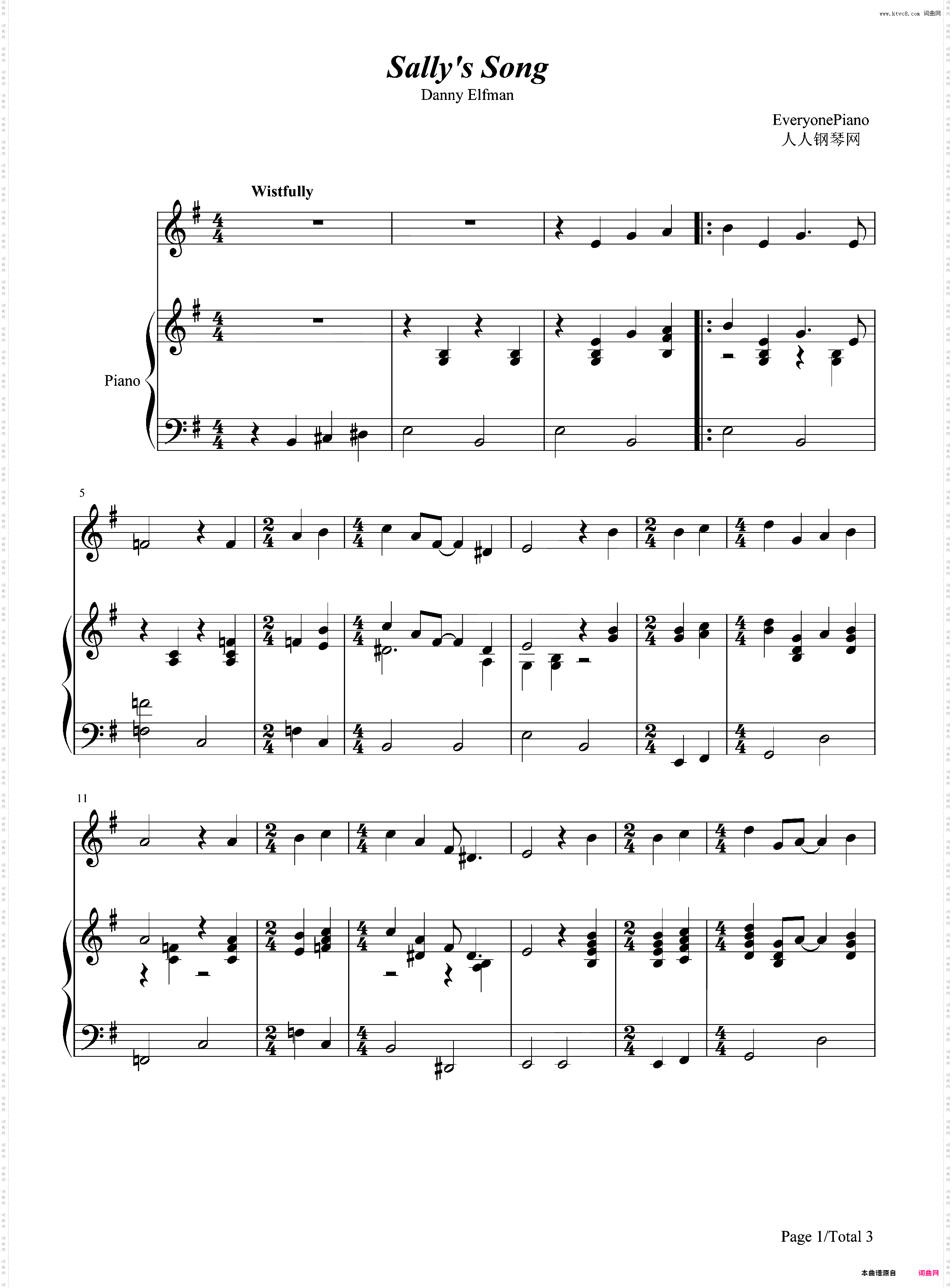 Sally's Song-**夜惊魂OST