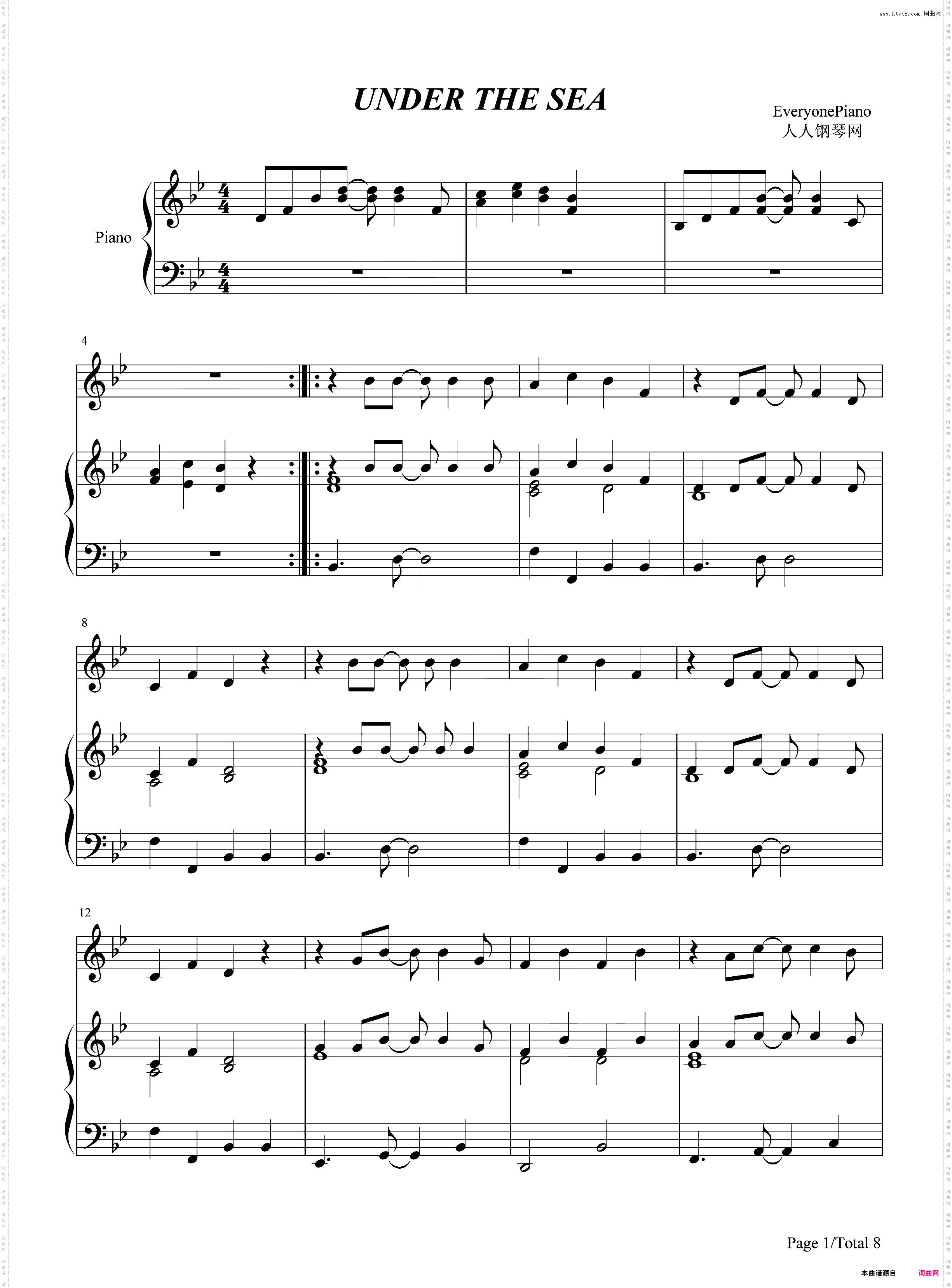 Under the Sea-小美人鱼 主题曲