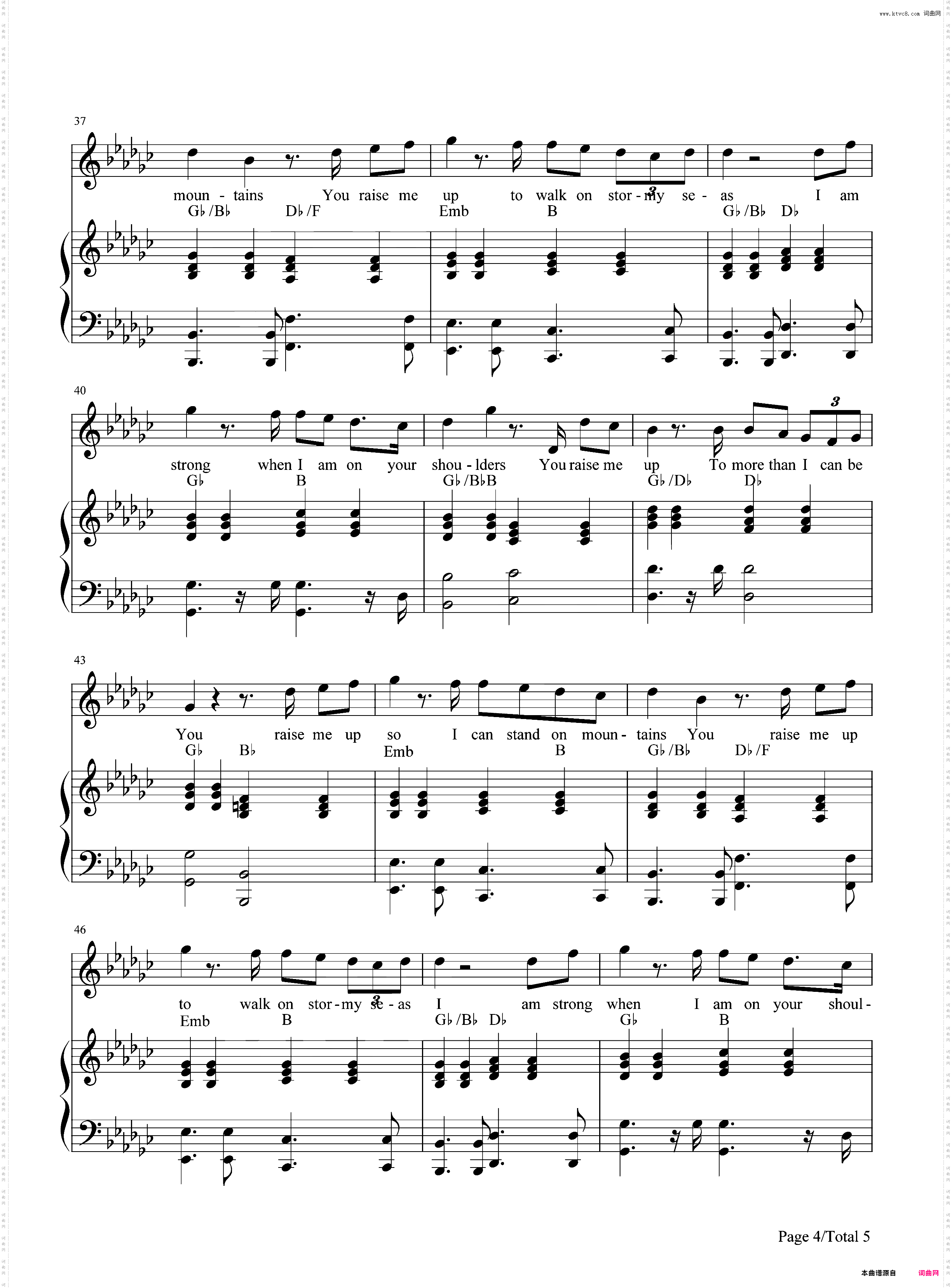 You Raise Me Up-弹唱谱