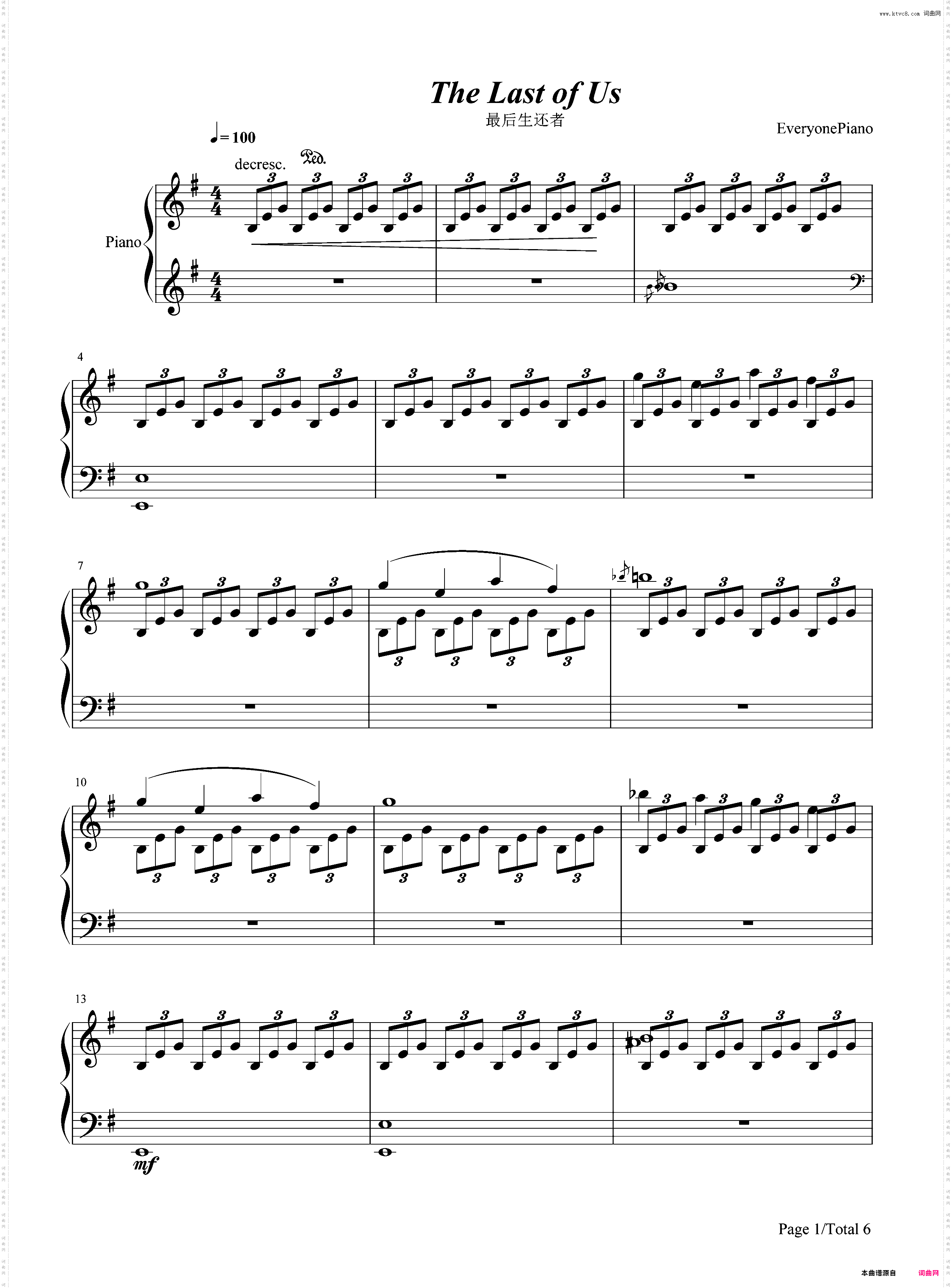 The Last of Us-《美国末日》主题钢琴曲