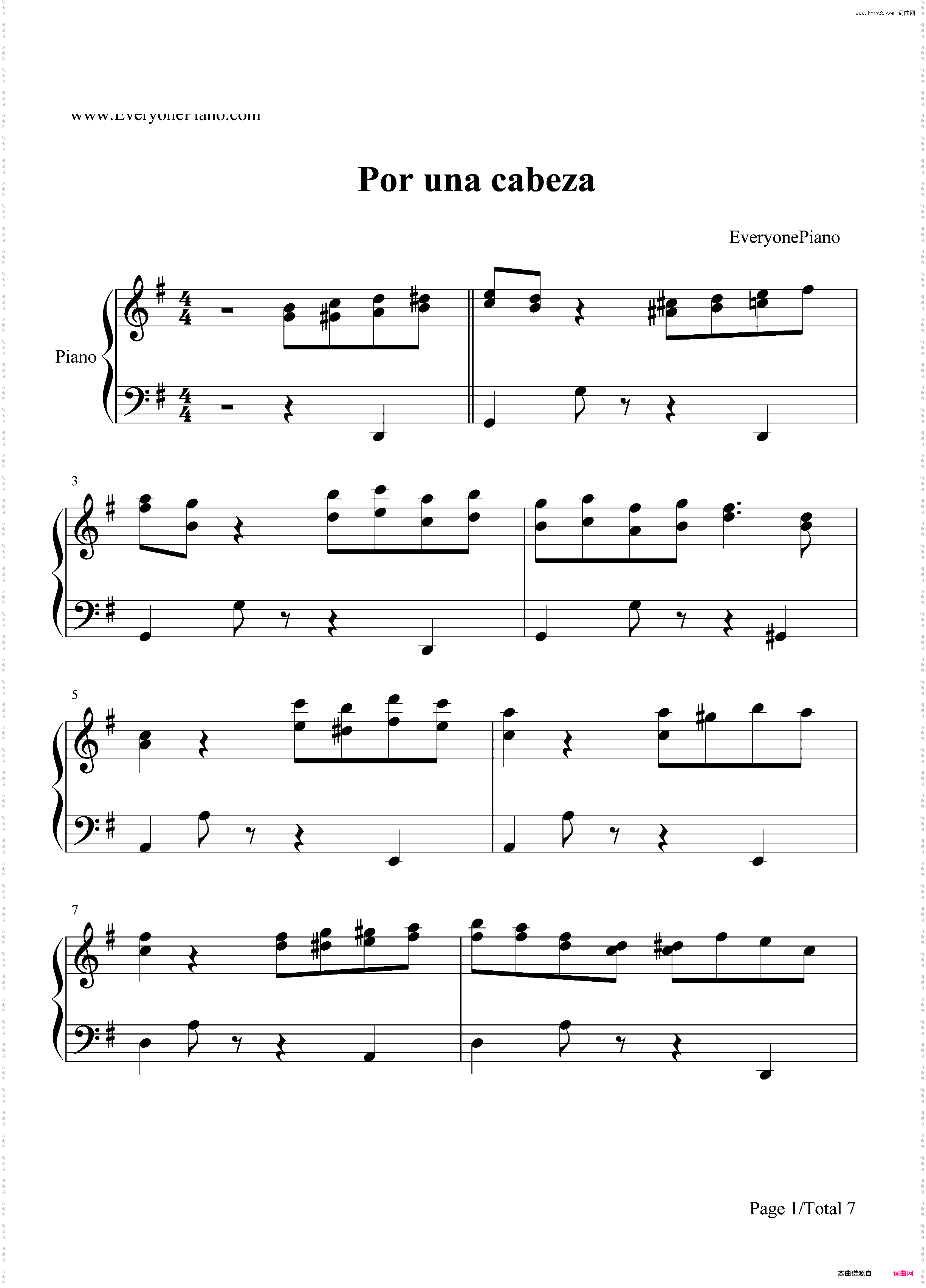 Por Una Cabeza-经典探戈舞曲