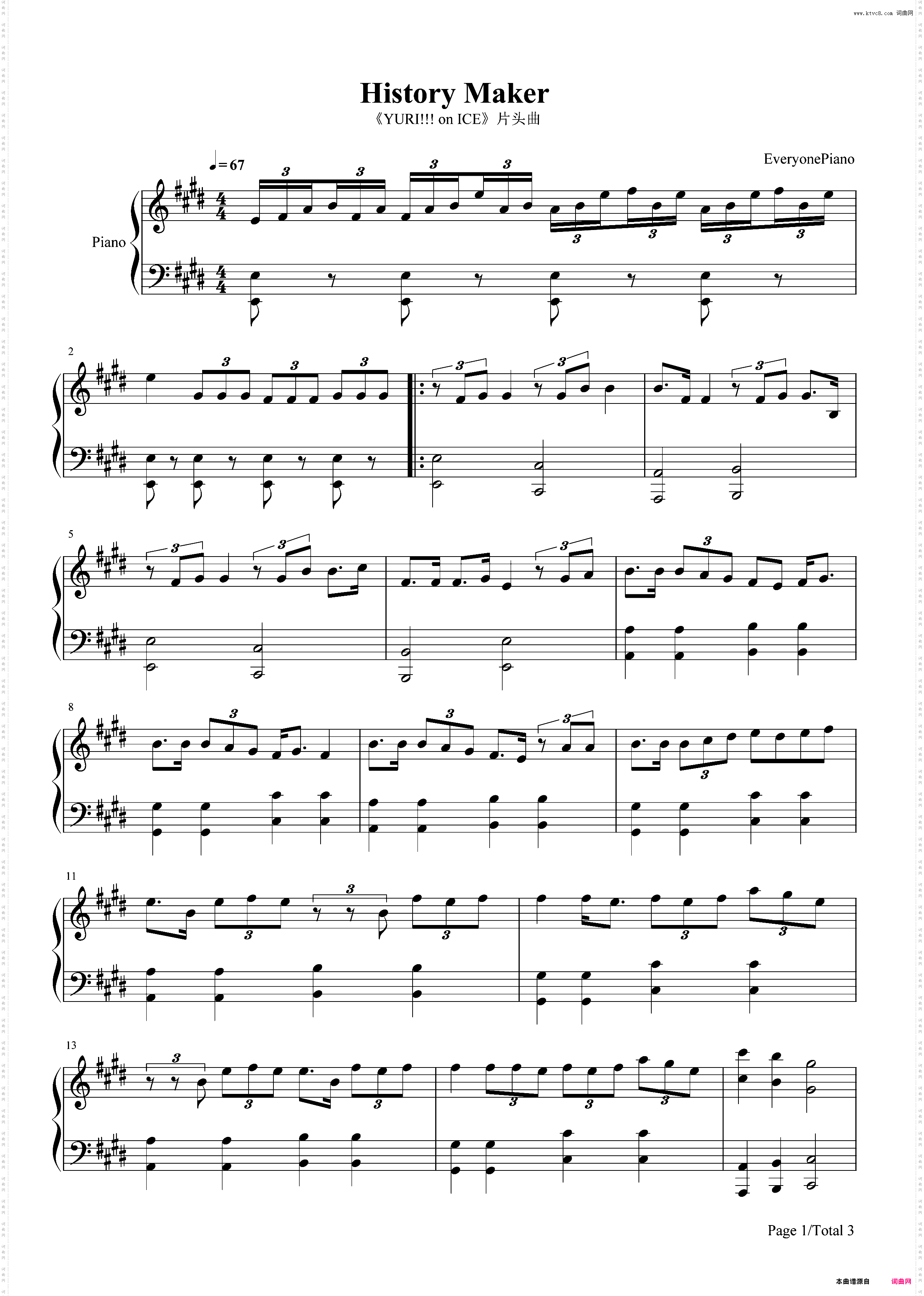History Maker-《YURI!!! on ICE》片头曲