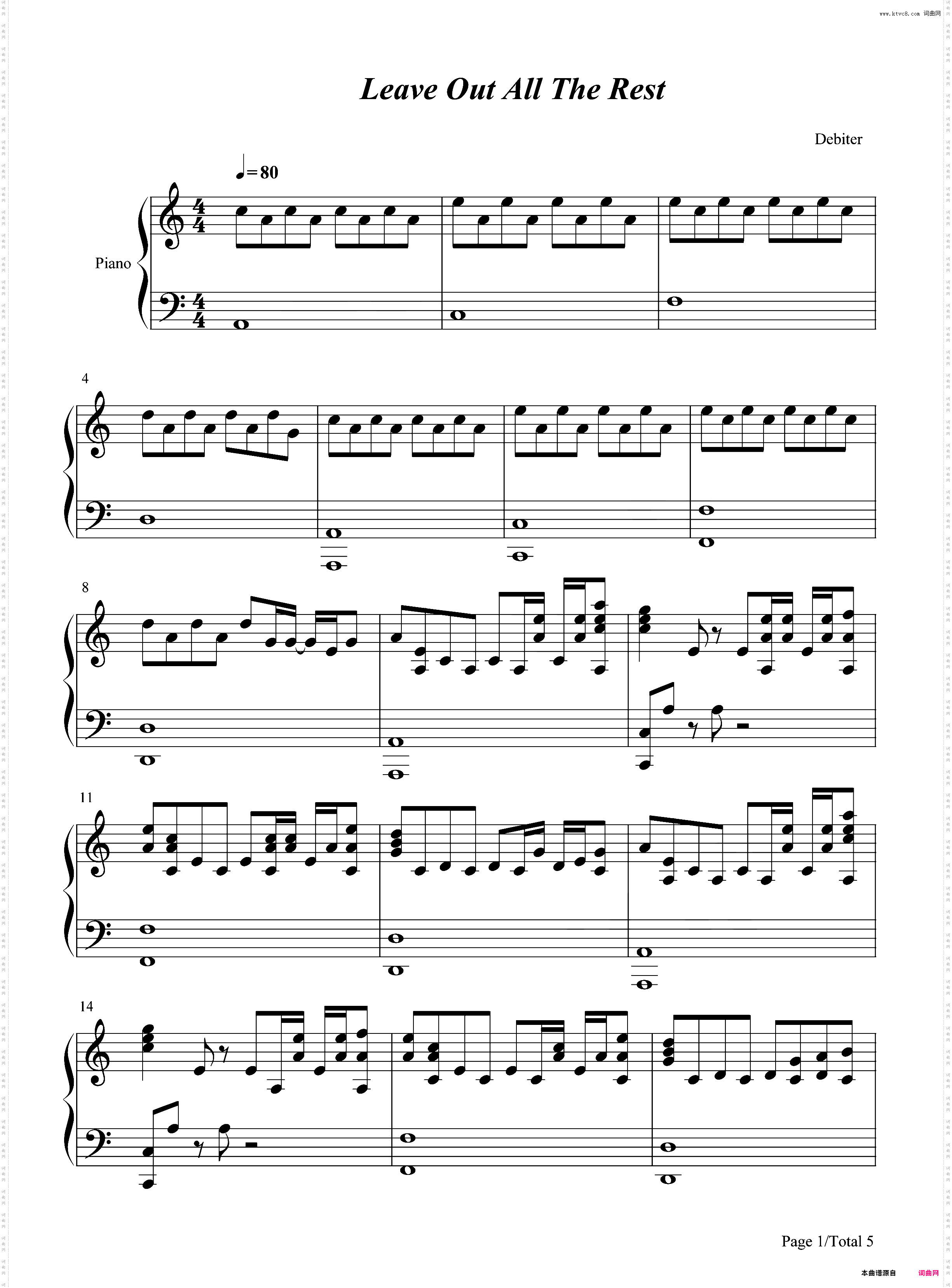 Leave Out All the Rest-暮光之城 片尾曲