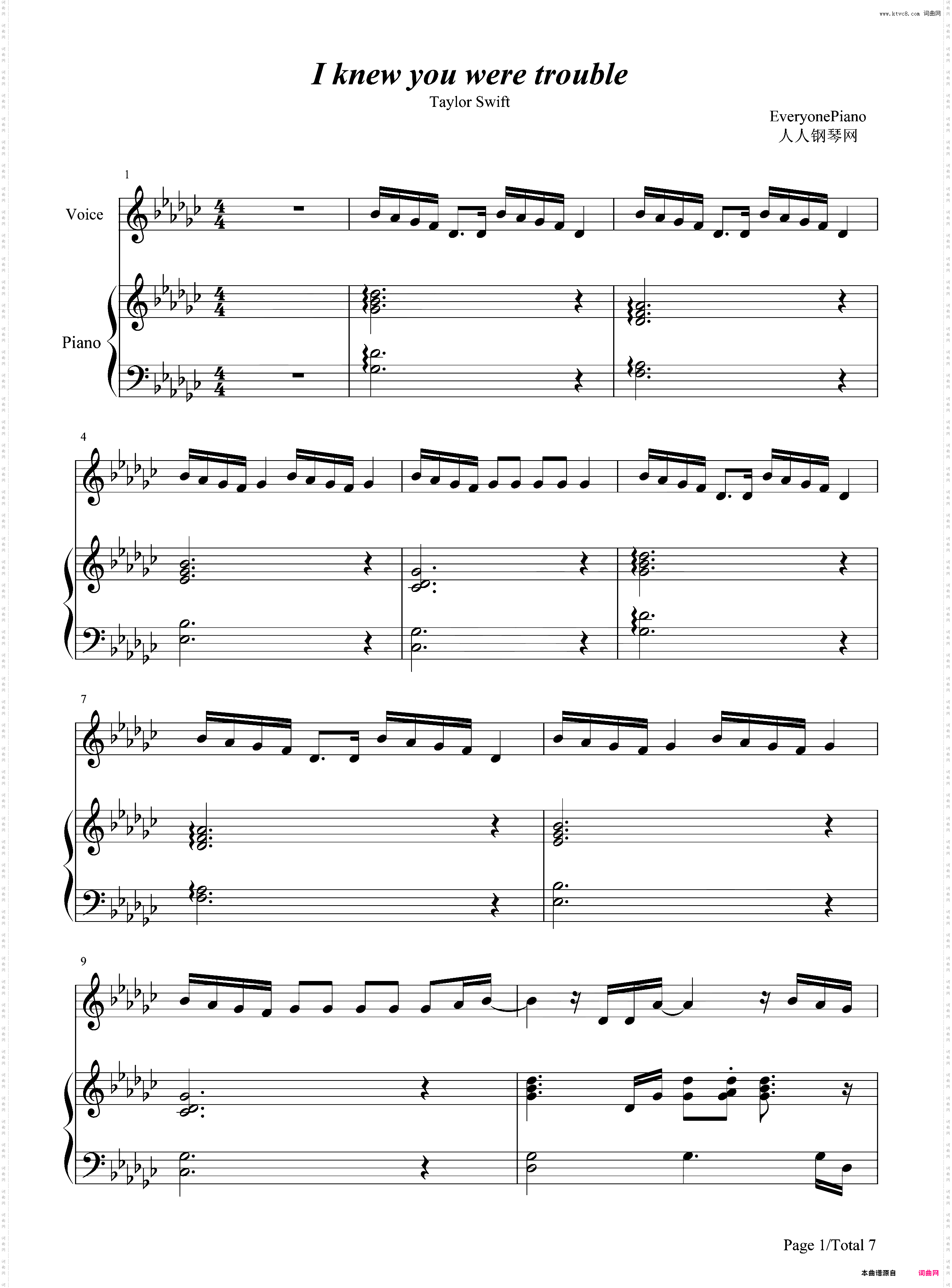 I knew you were trouble-taylor swift
