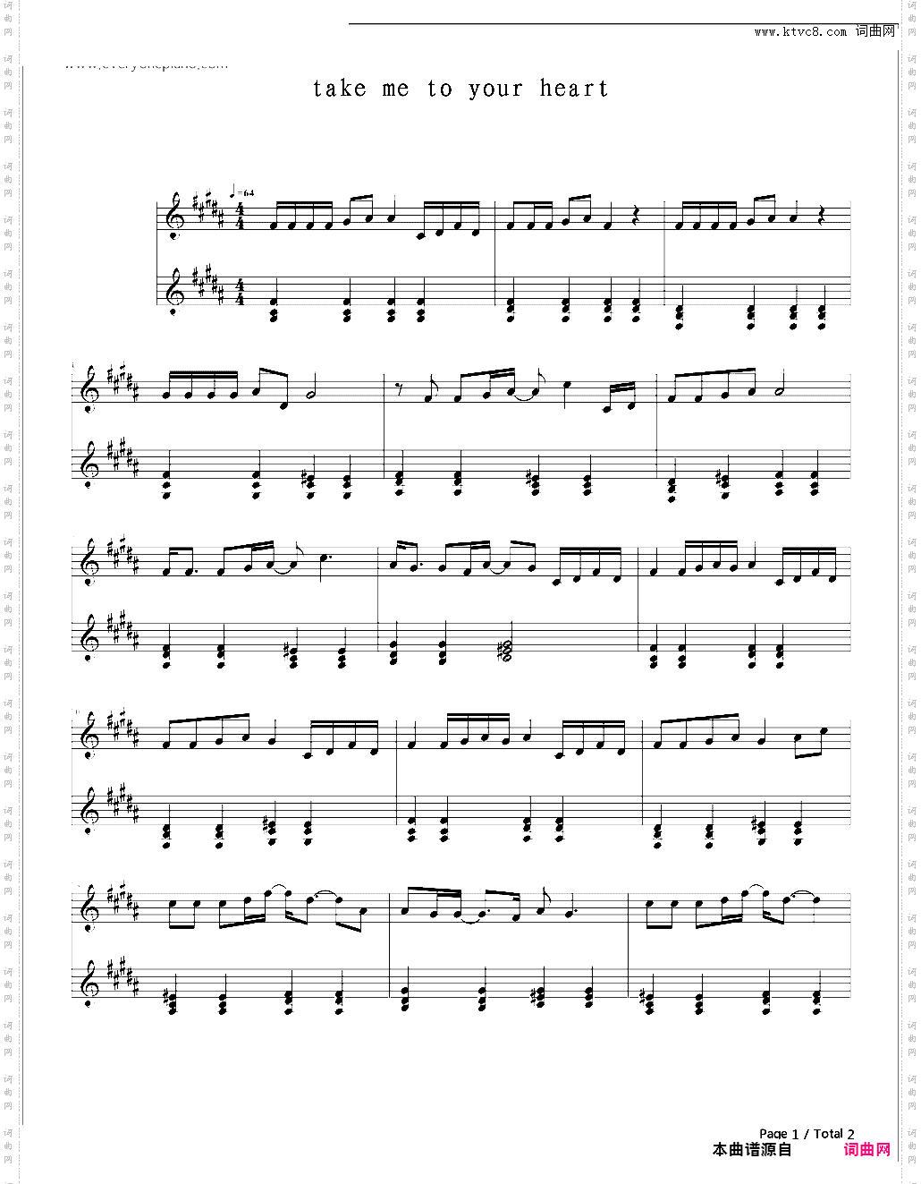 Take Me To Your Heart-吻别英文版