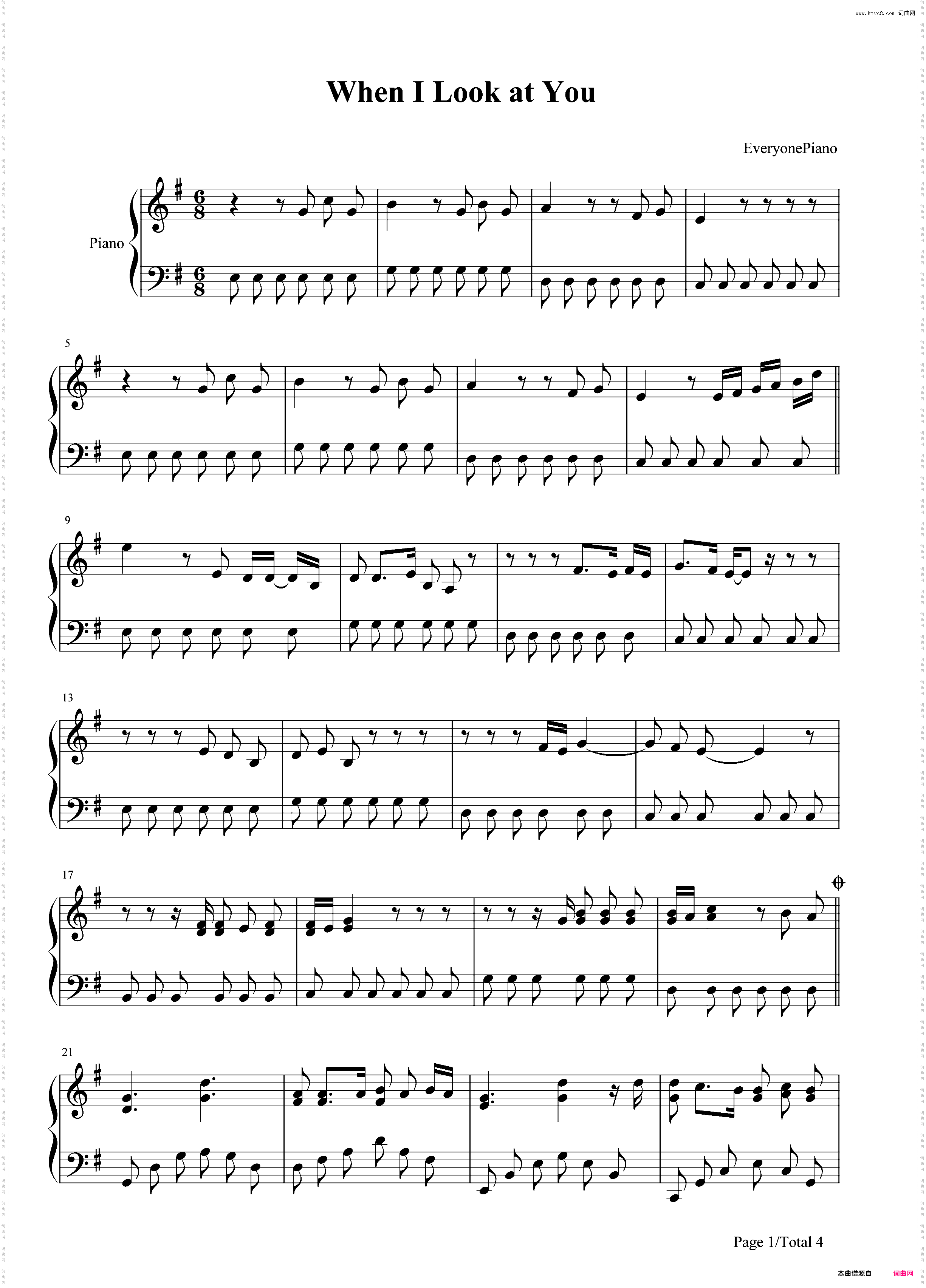 When I Look at You-The Last Song主题曲