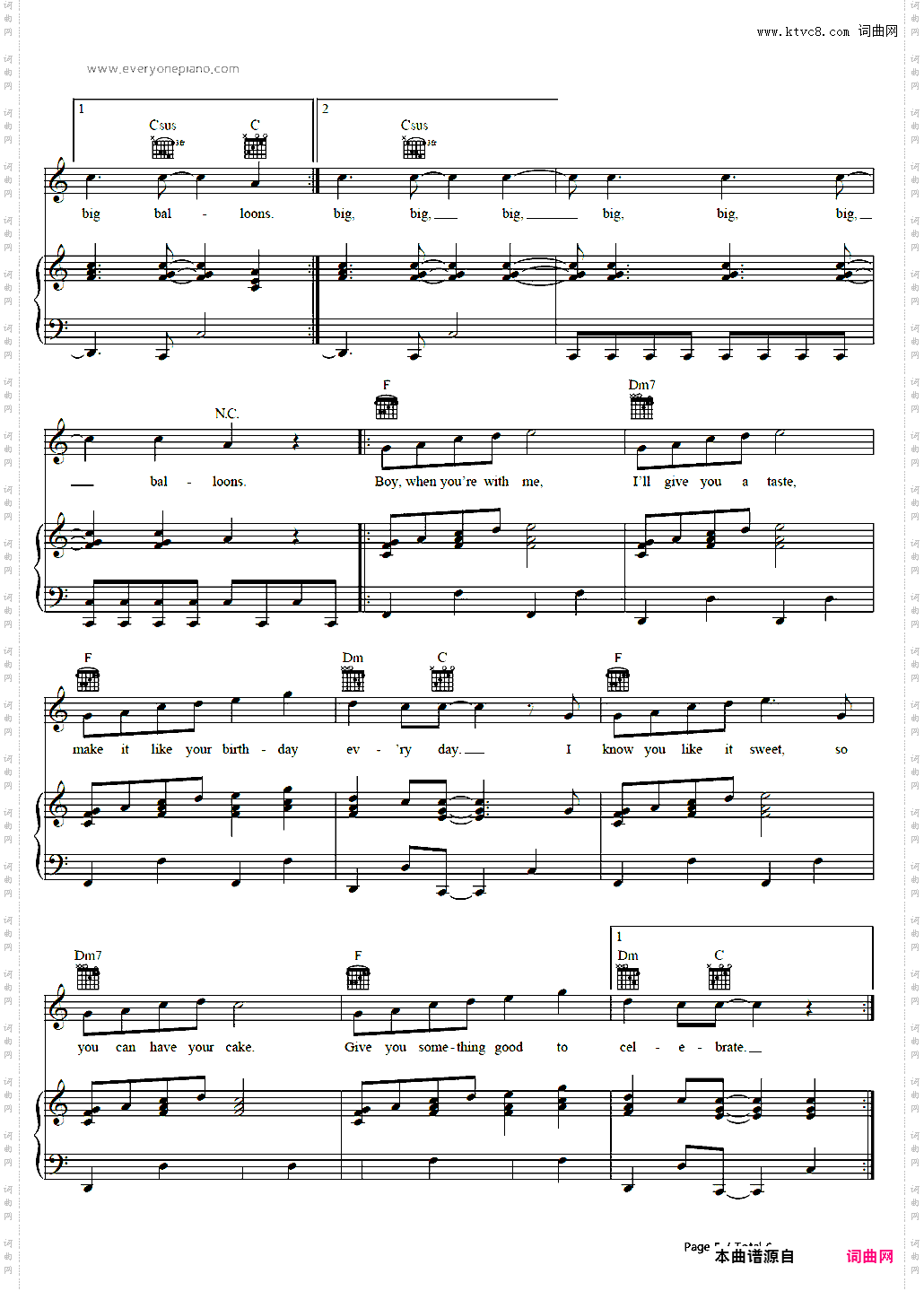 Birthday-Katy Perry_线谱版