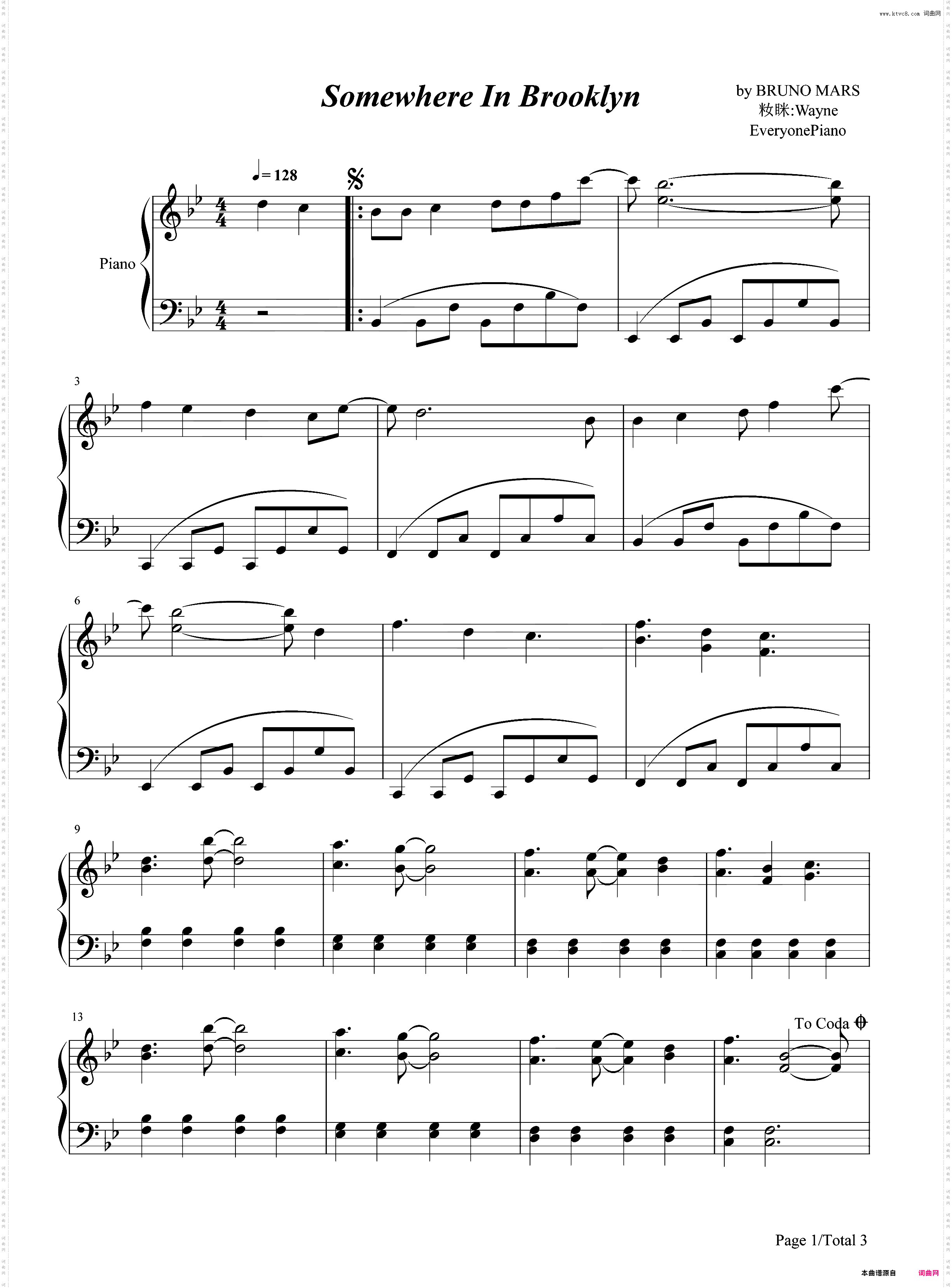 Somewhere In Brooklyn - Bruno Mars