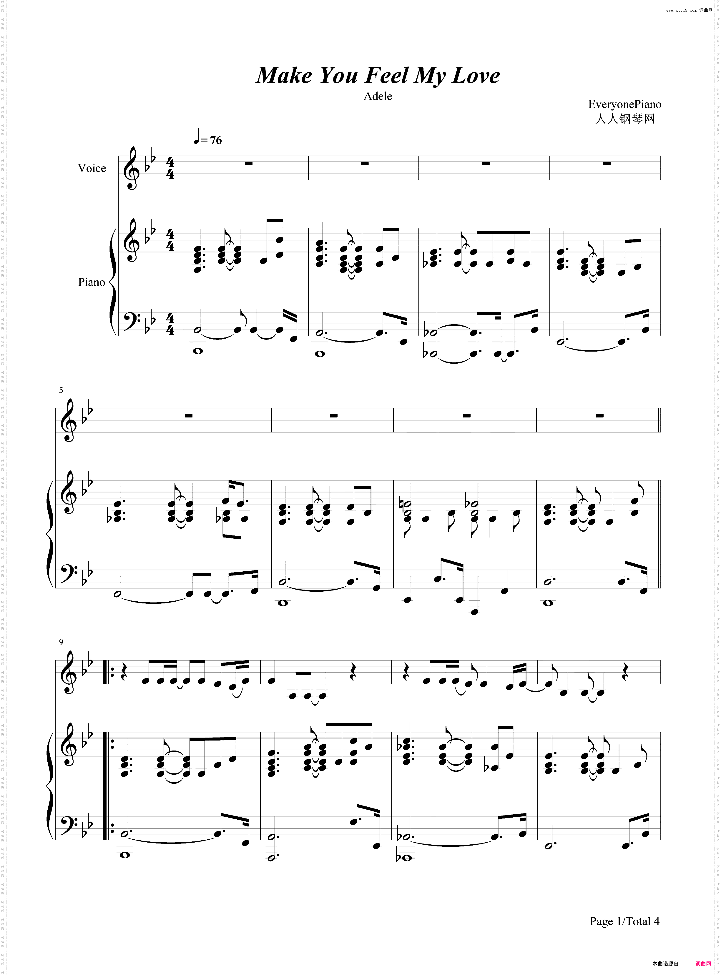 make you feel my love-Adele-《许愿池艳遇》插曲