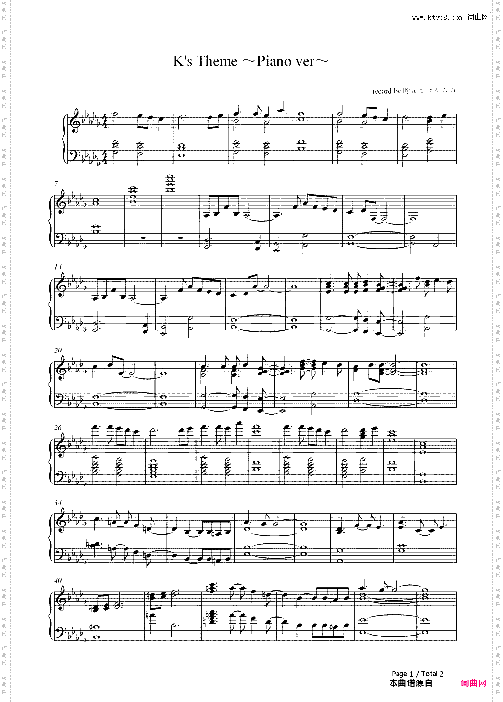 K's Theme-EOP教学曲