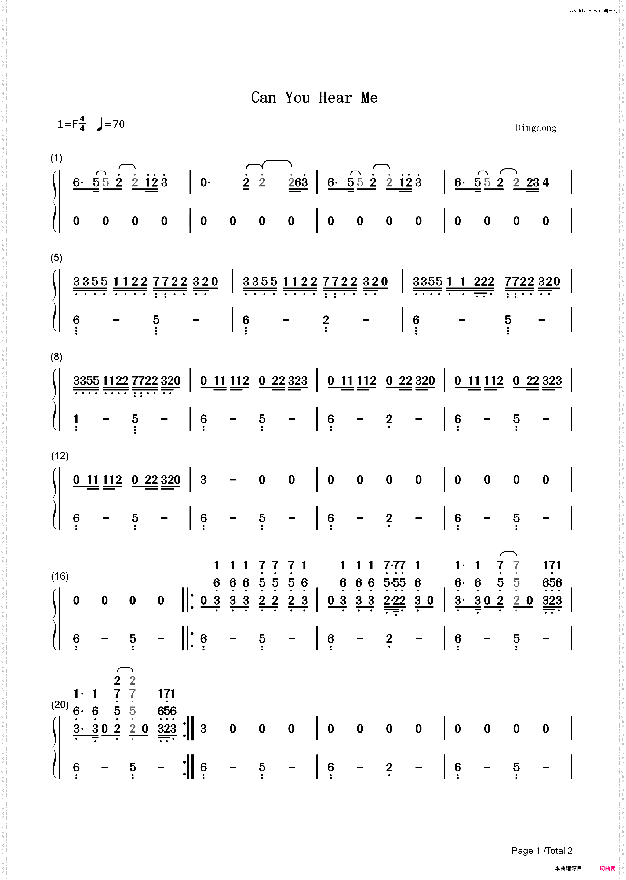 Can You Hear Me-Omarion ft T-Pain_简谱版