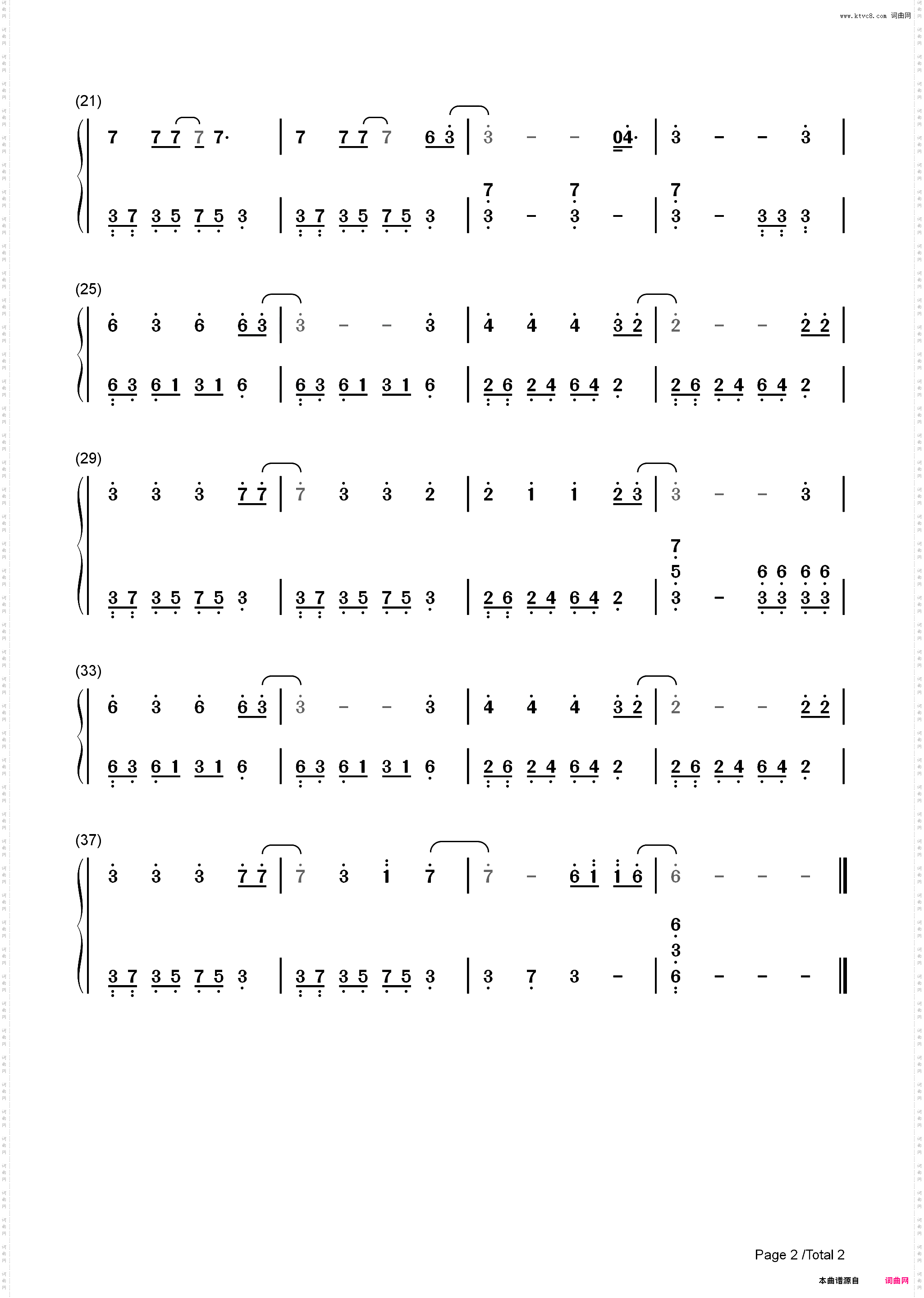 看不见的风景-C调简单版_简谱版