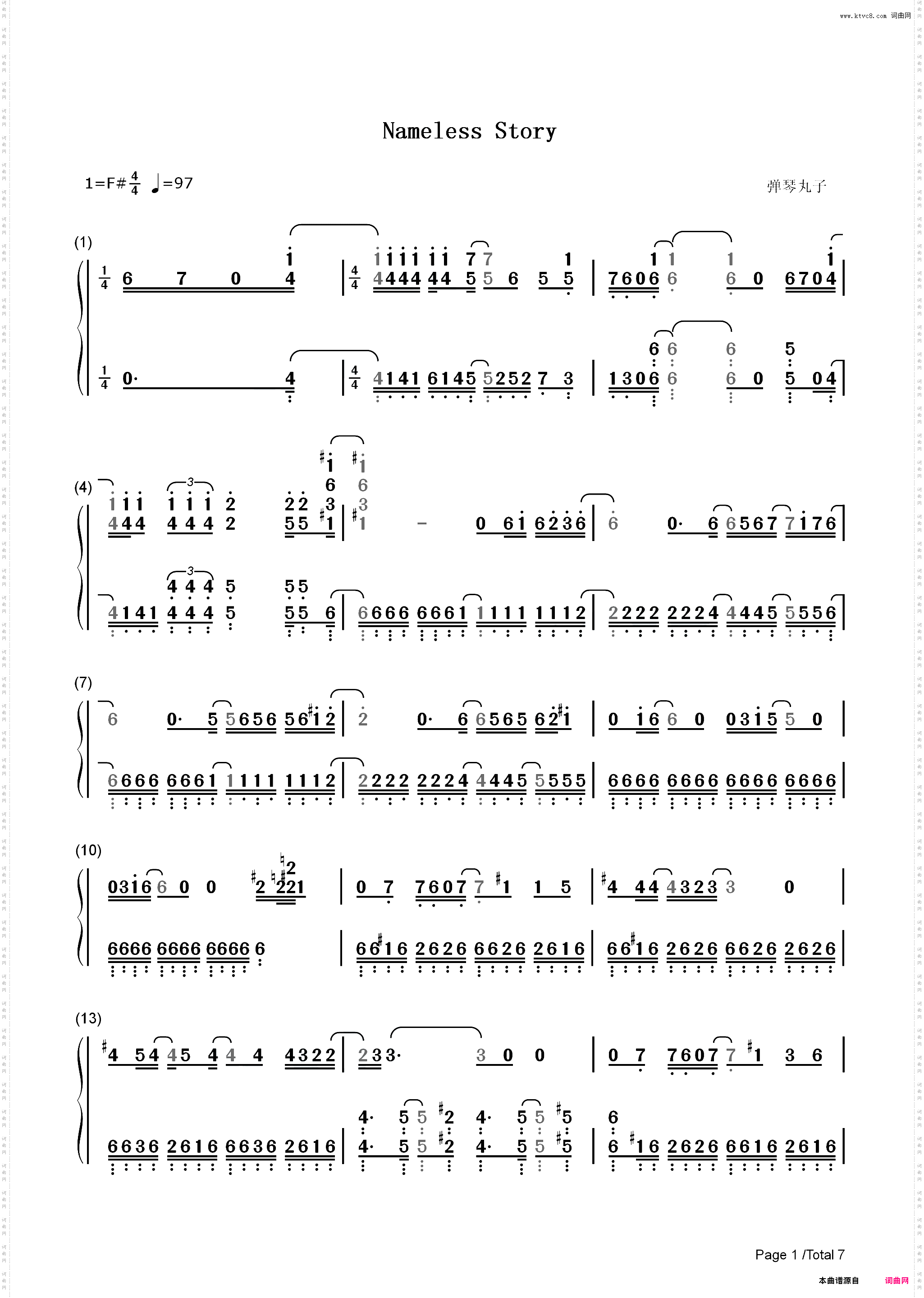 Nameless Story-完整版_简谱版