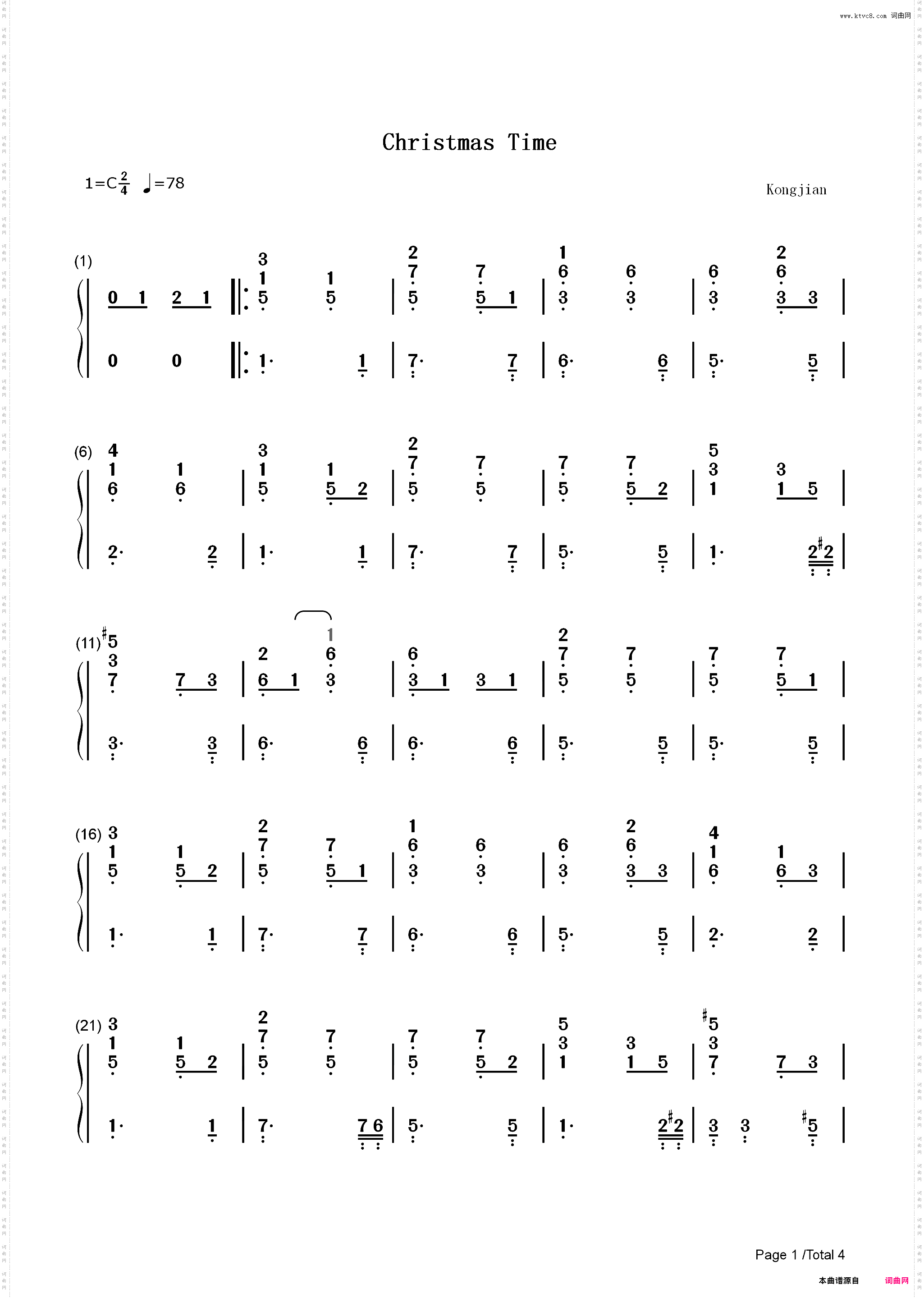 Christmas Time-Bryan Adams_简谱版