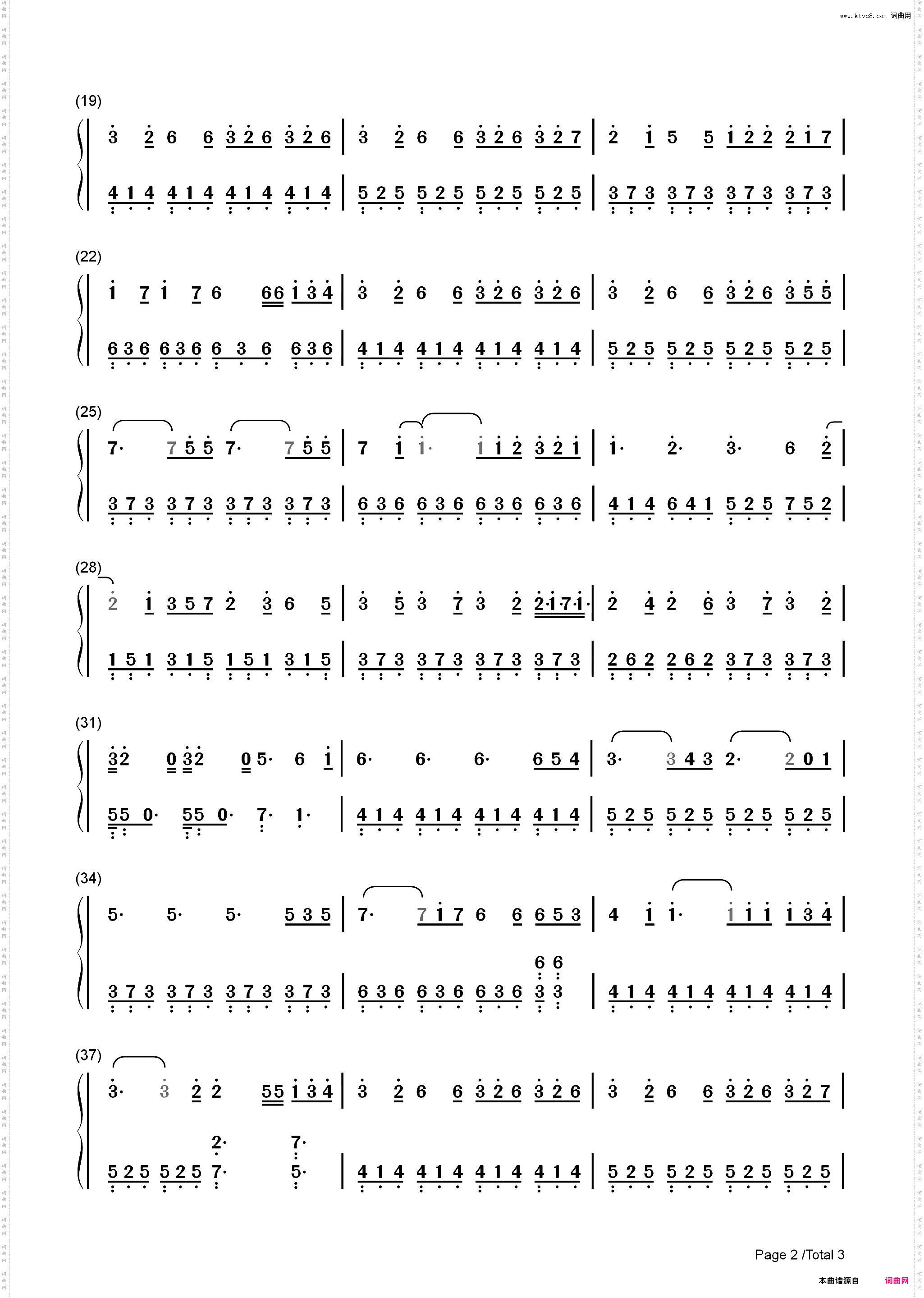 Wonderful U-C调简单版_简谱版