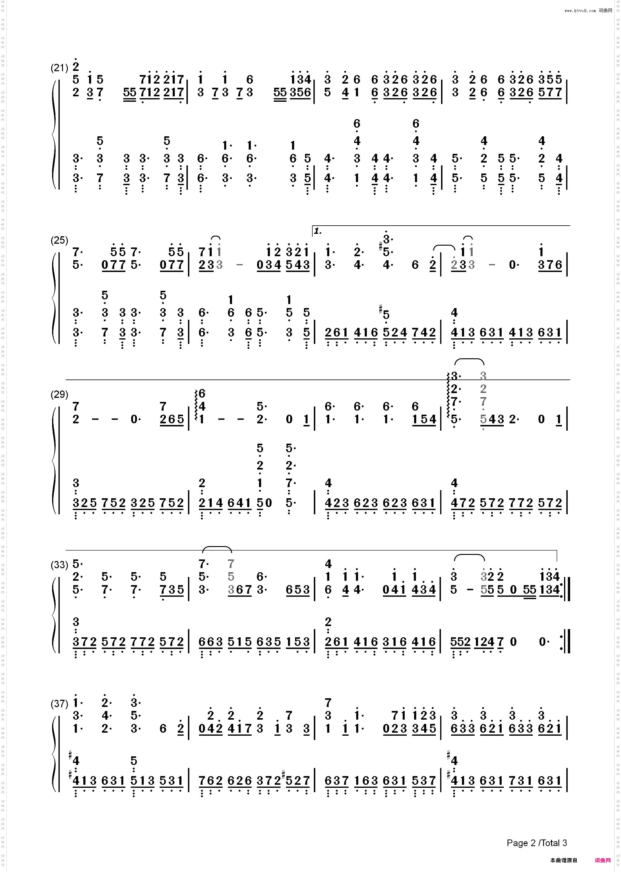 Wonderful U-完美独奏版_简谱版