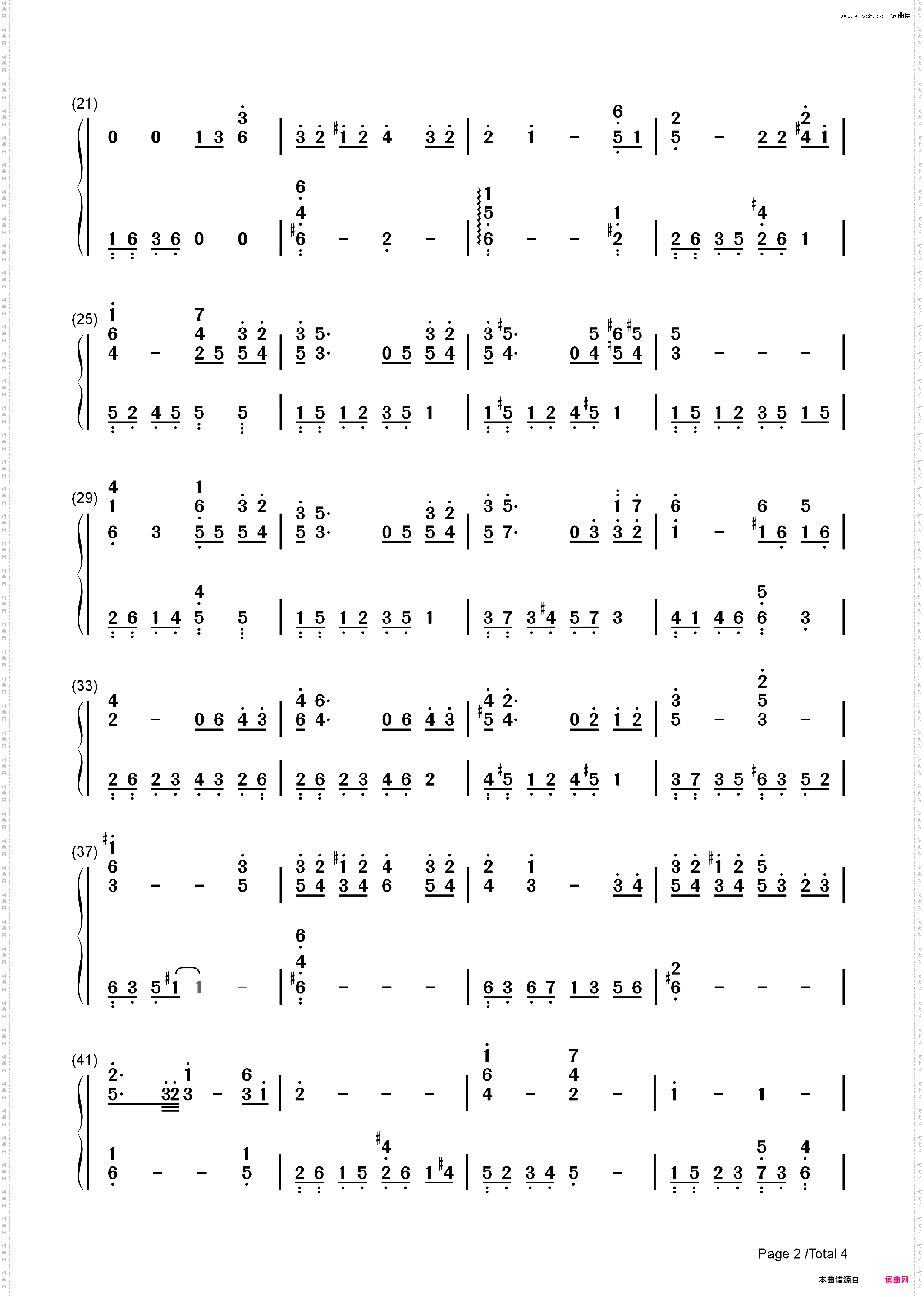 最终幻想VII Tifa主题曲-FF7 Tifas Theme_简谱版