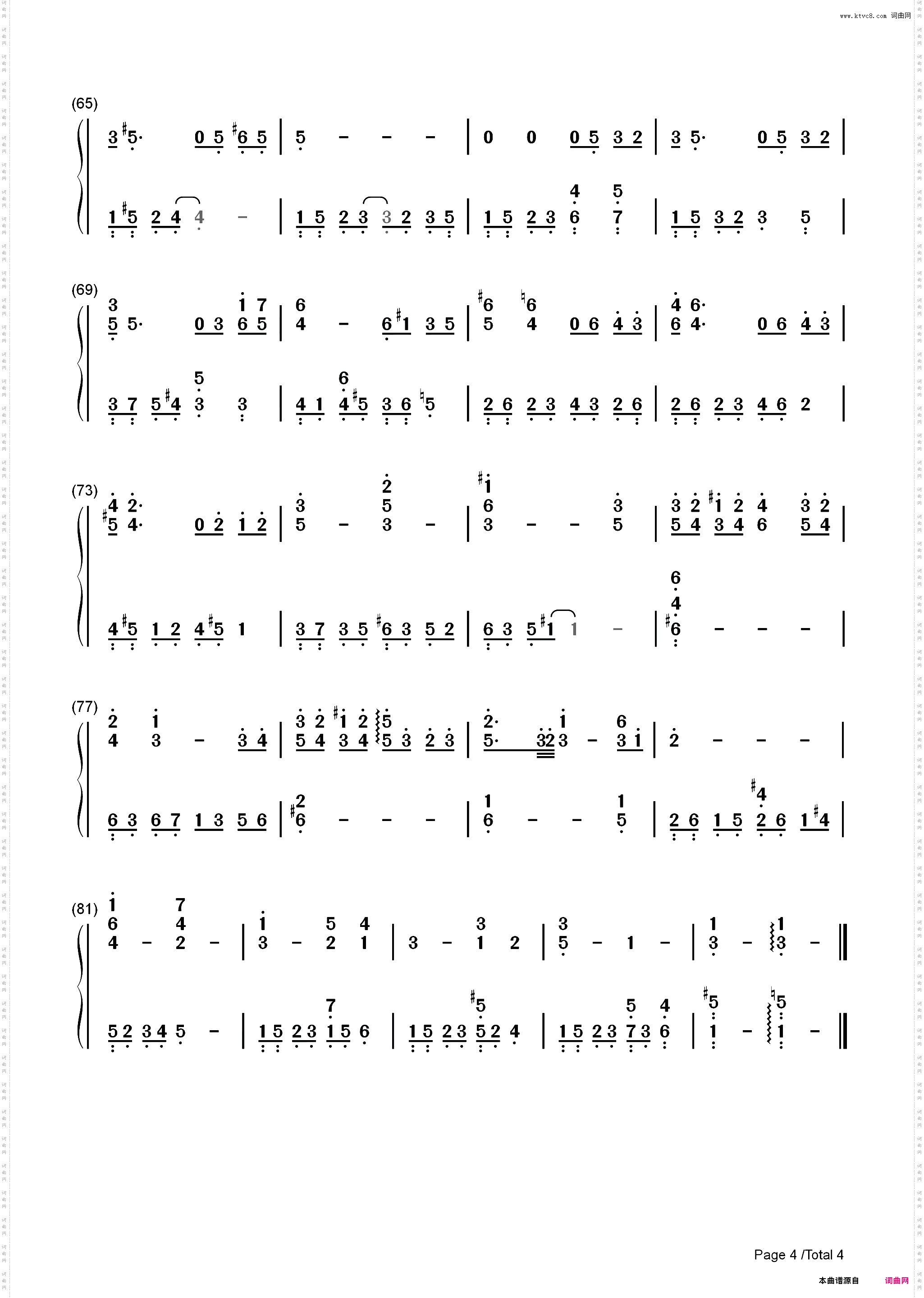 最终幻想VII Tifa主题曲-FF7 Tifas Theme_简谱版