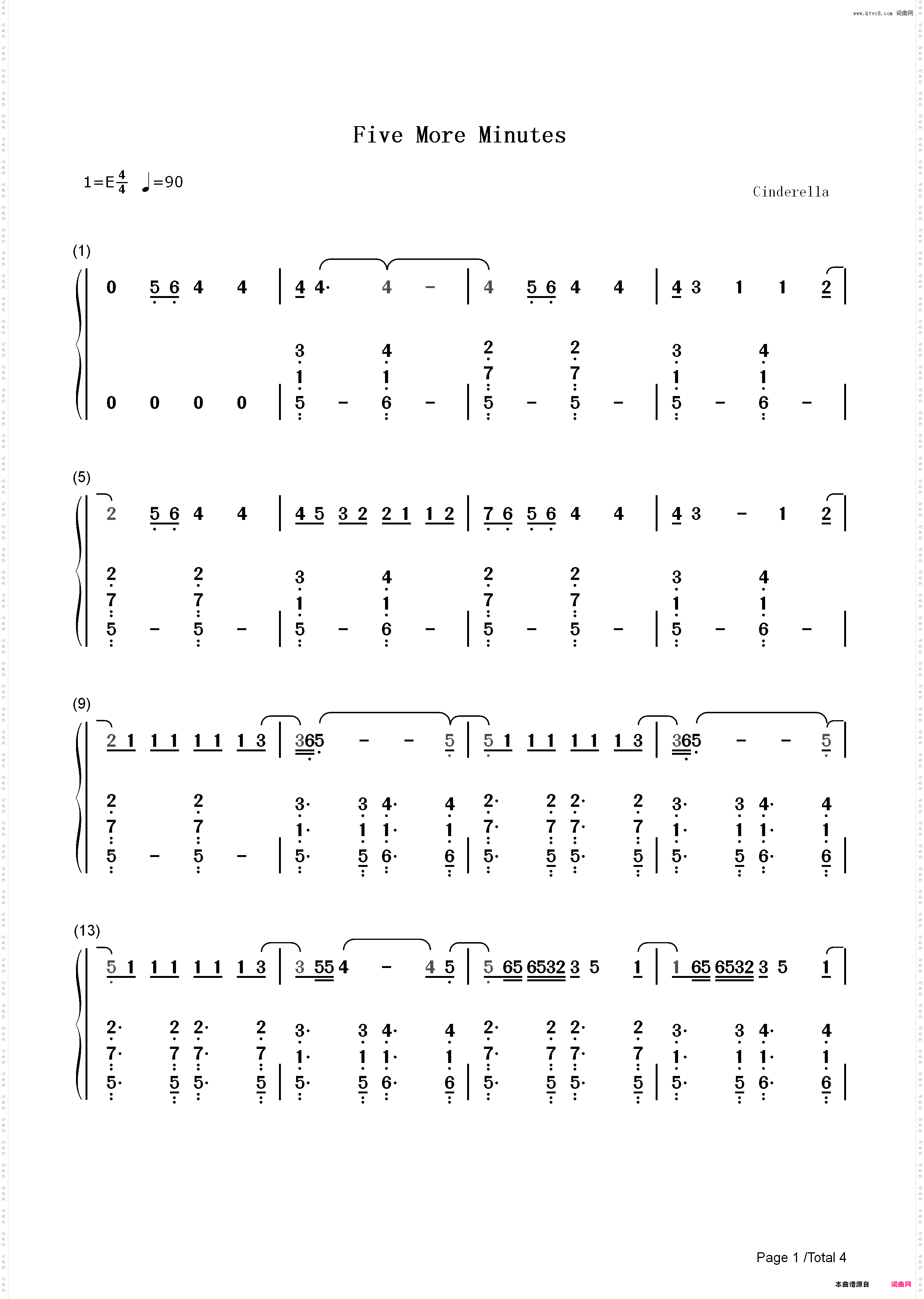 Five More Minutes-Jonas Brothers_简谱版