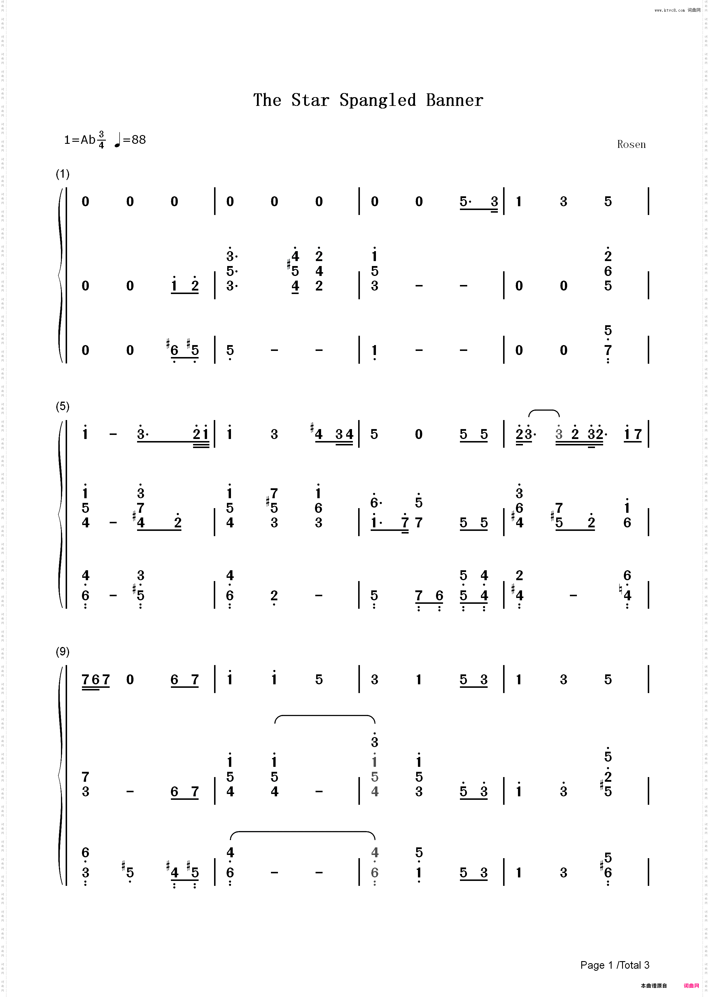 The Star-Spangled Banner-2020超级碗中场秀_简谱版