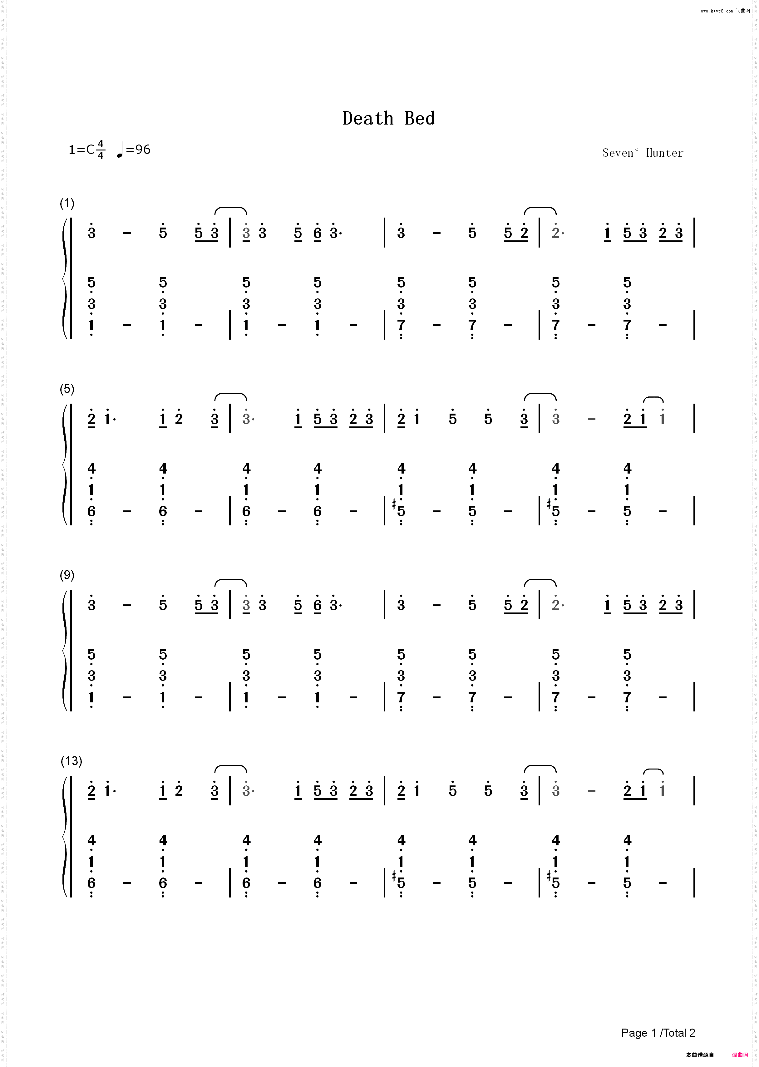 Death Bed-Powfu ft Beabadoobee_简谱版