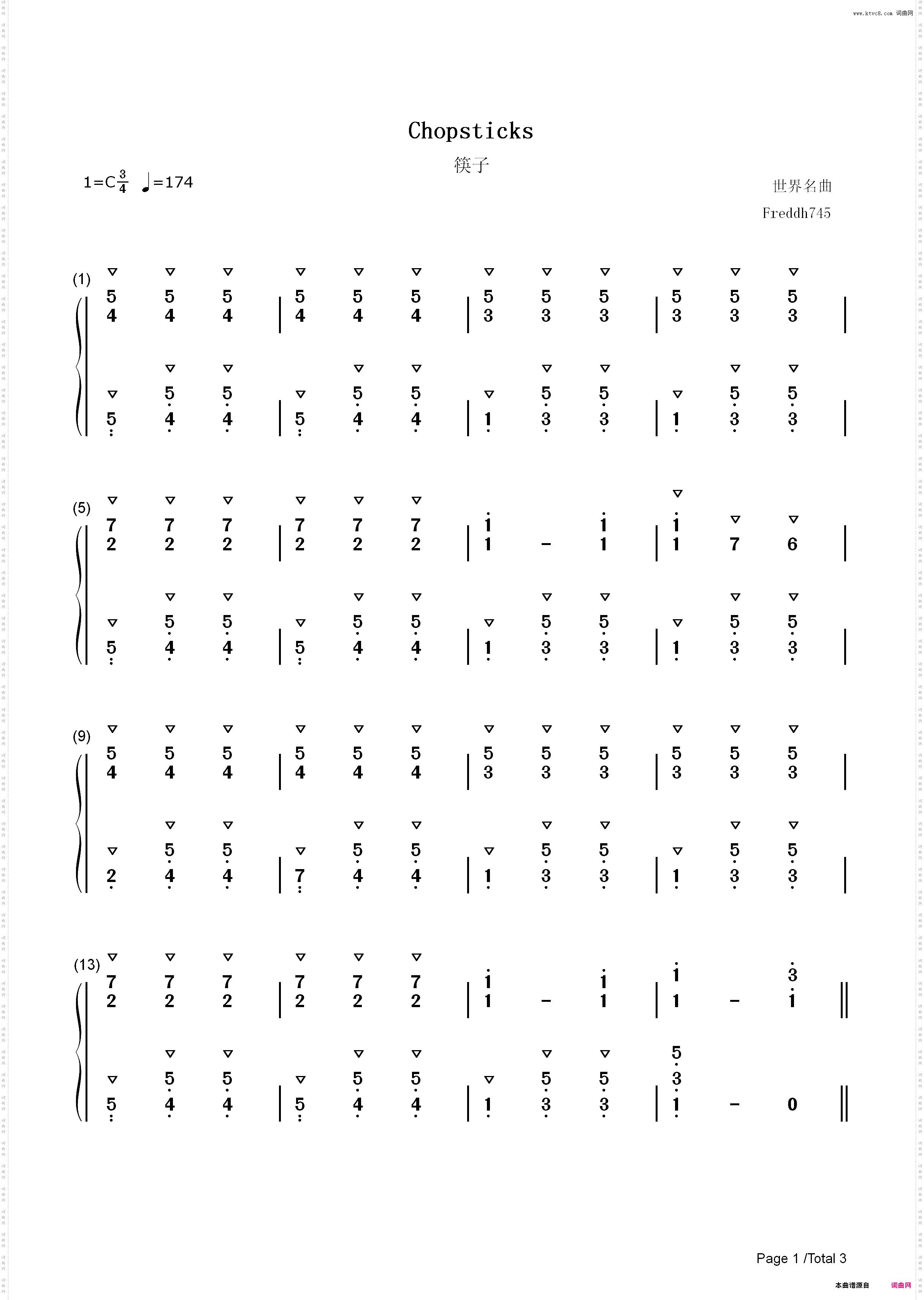 Chopsticks-Euphemia Allen_简谱版