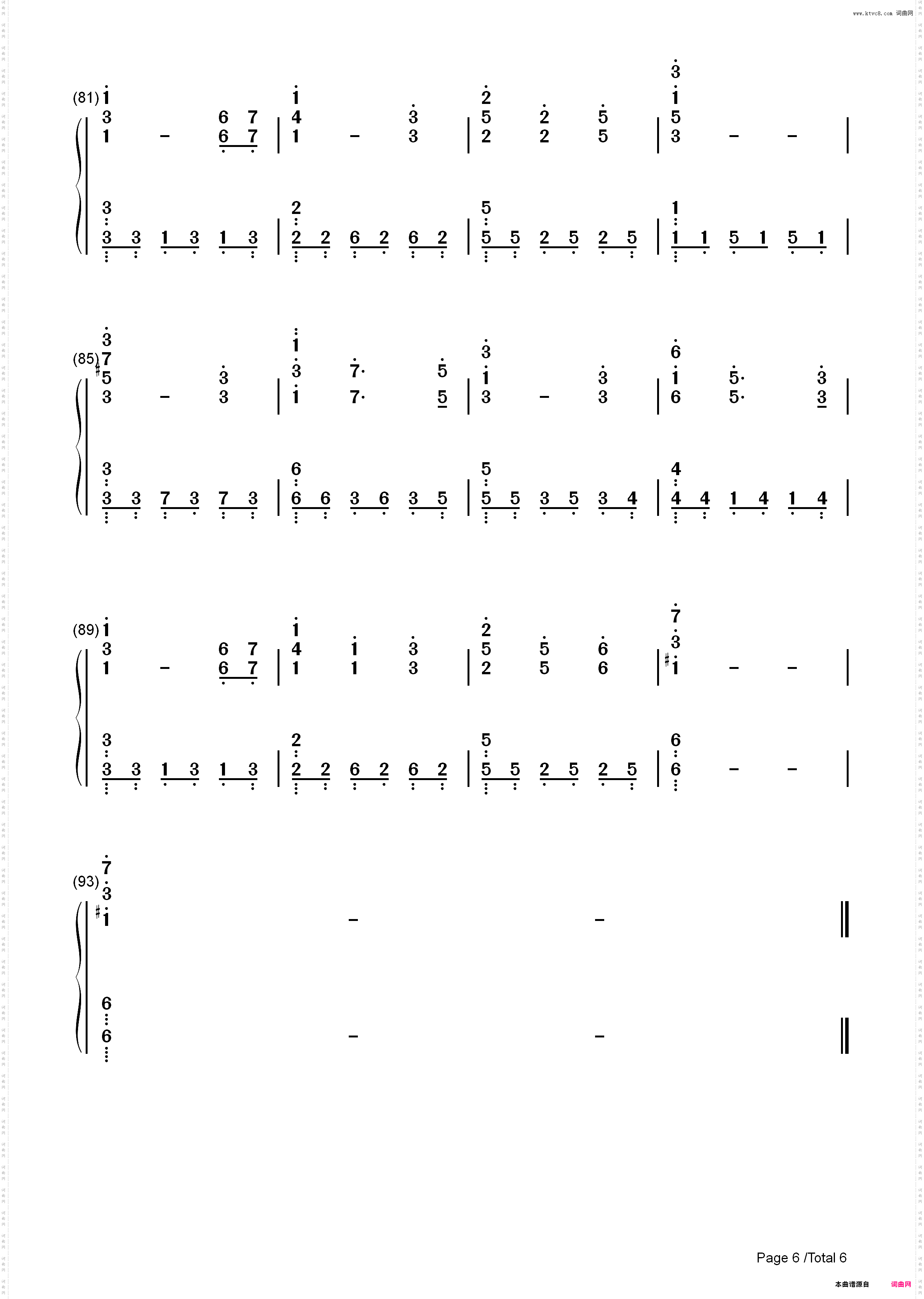 悲しみの向こうへ-SchoolDays ED_简谱版