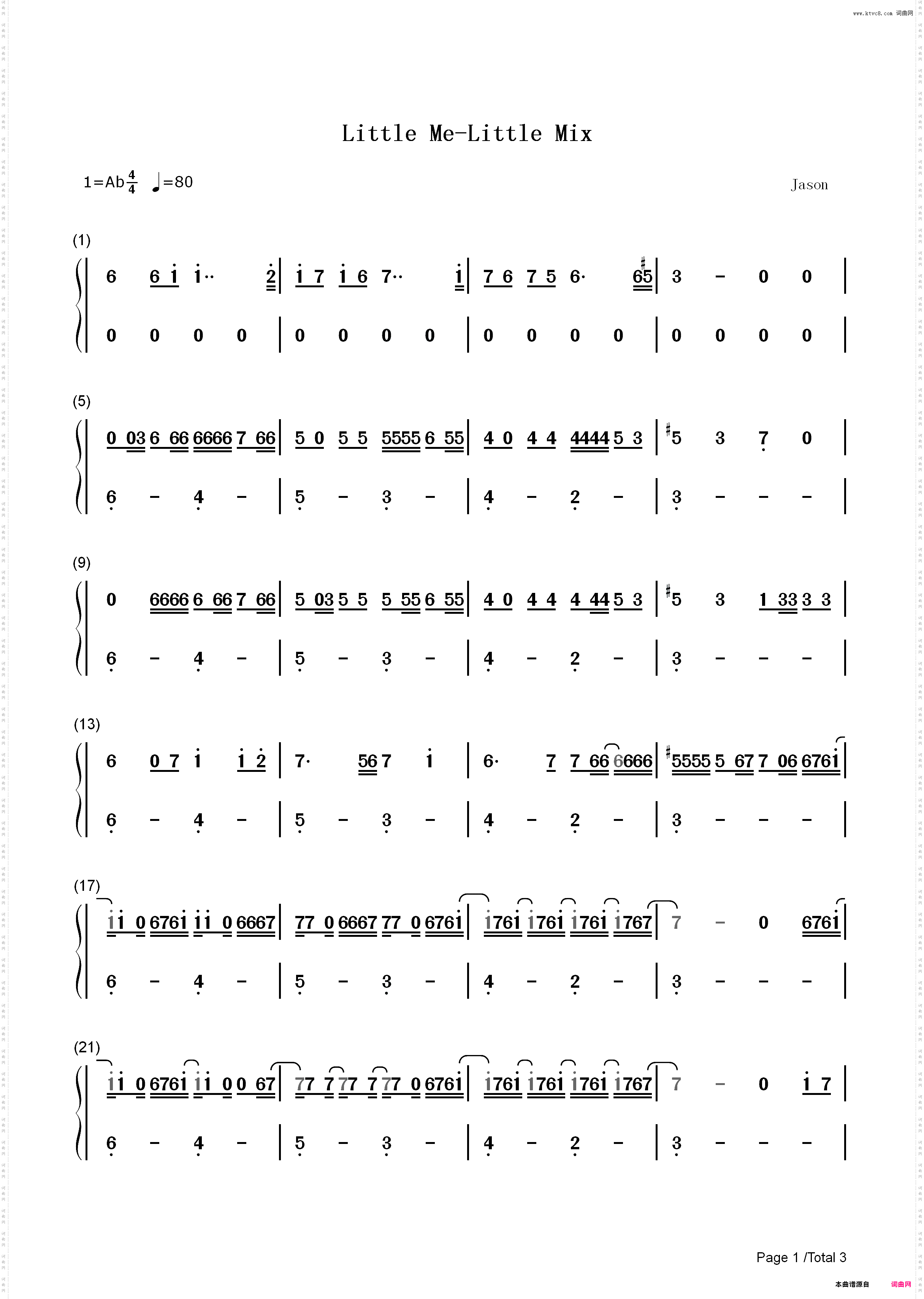 Little Me-Little Mix_简谱版