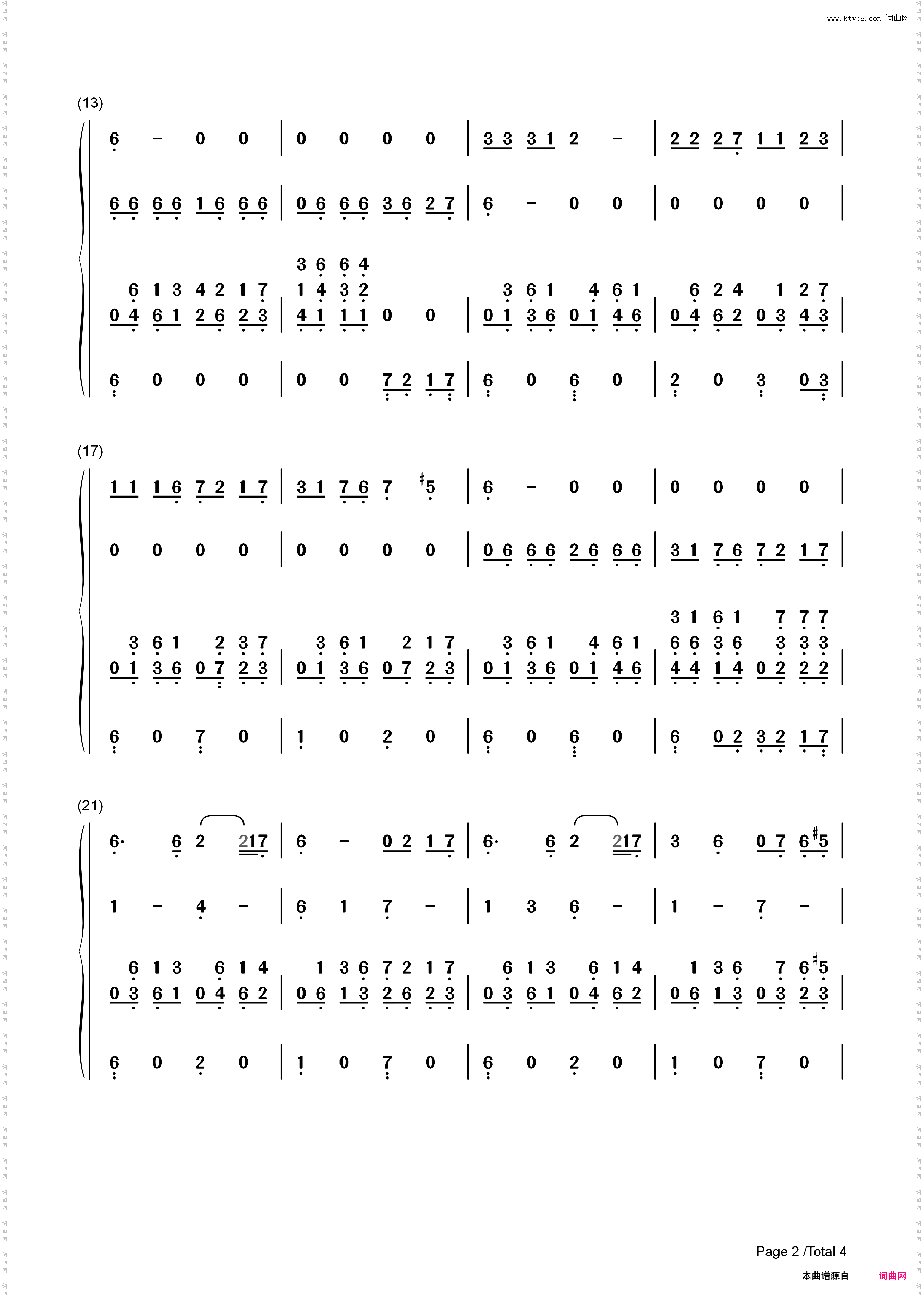 Vois Sur Ton Chemin-放牛班的春天 插曲_简谱版
