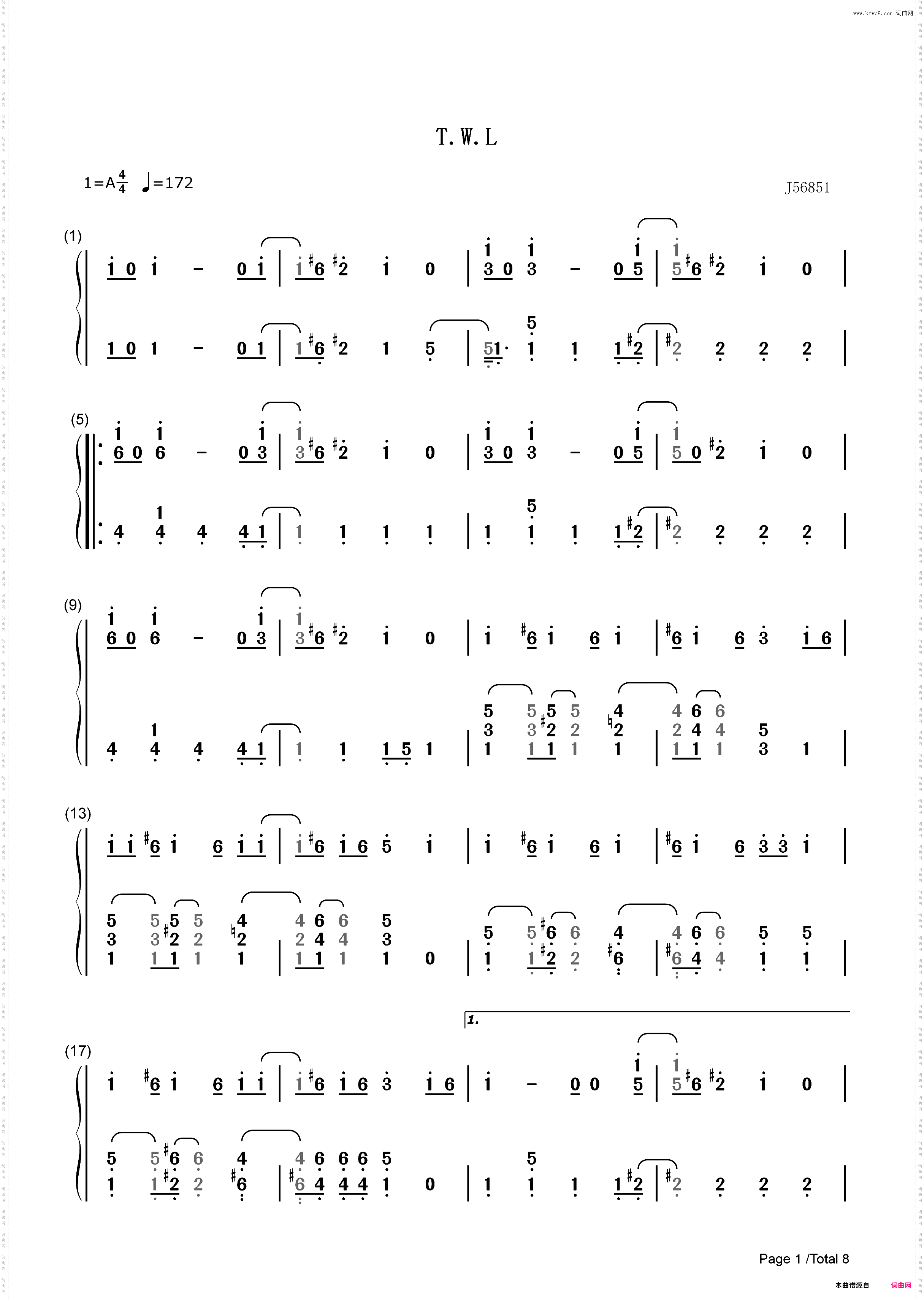 T·W·L-蜡笔小新OP14_简谱版