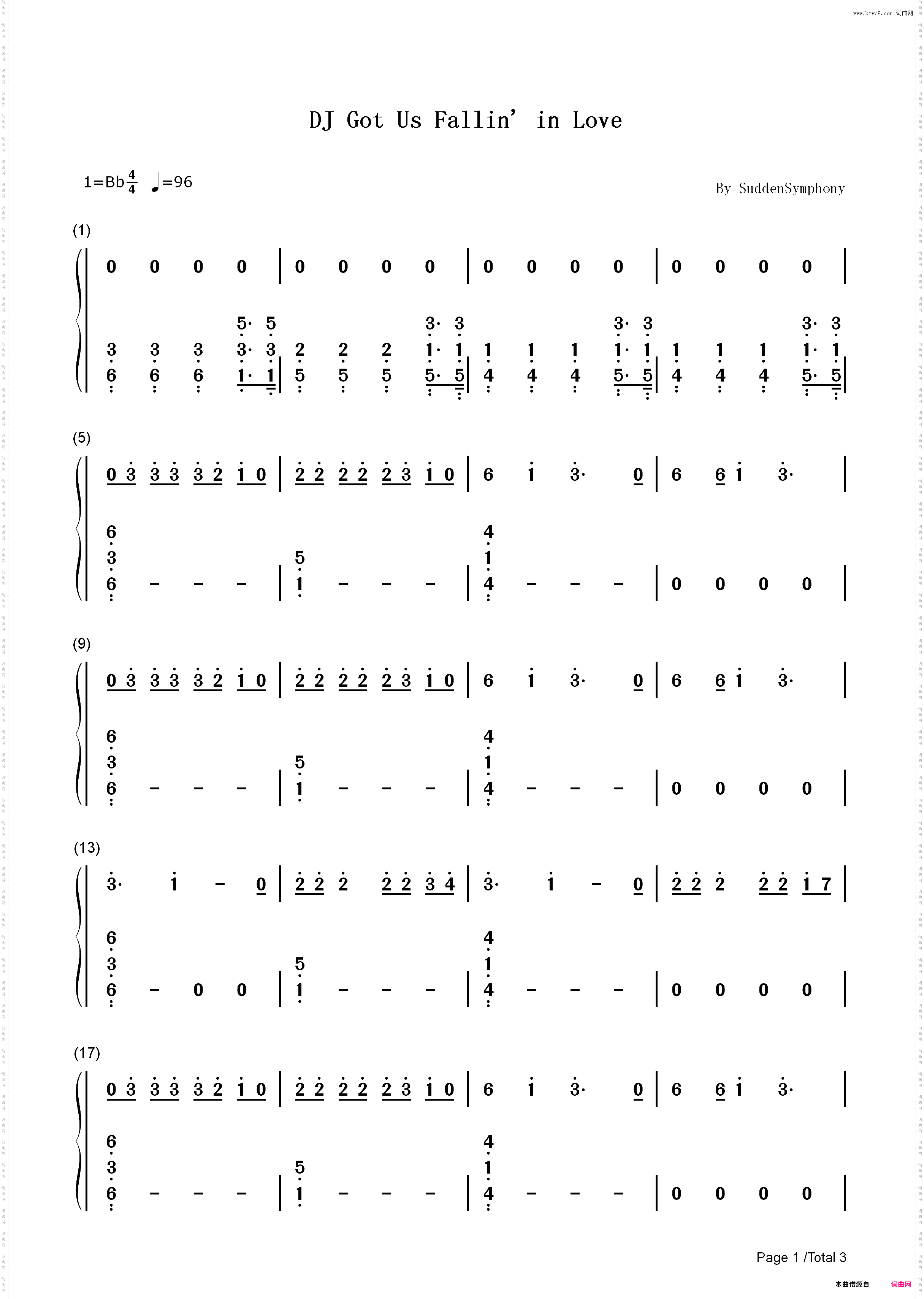 DJ Got Us Fallin’ in Love-Usher_简谱版