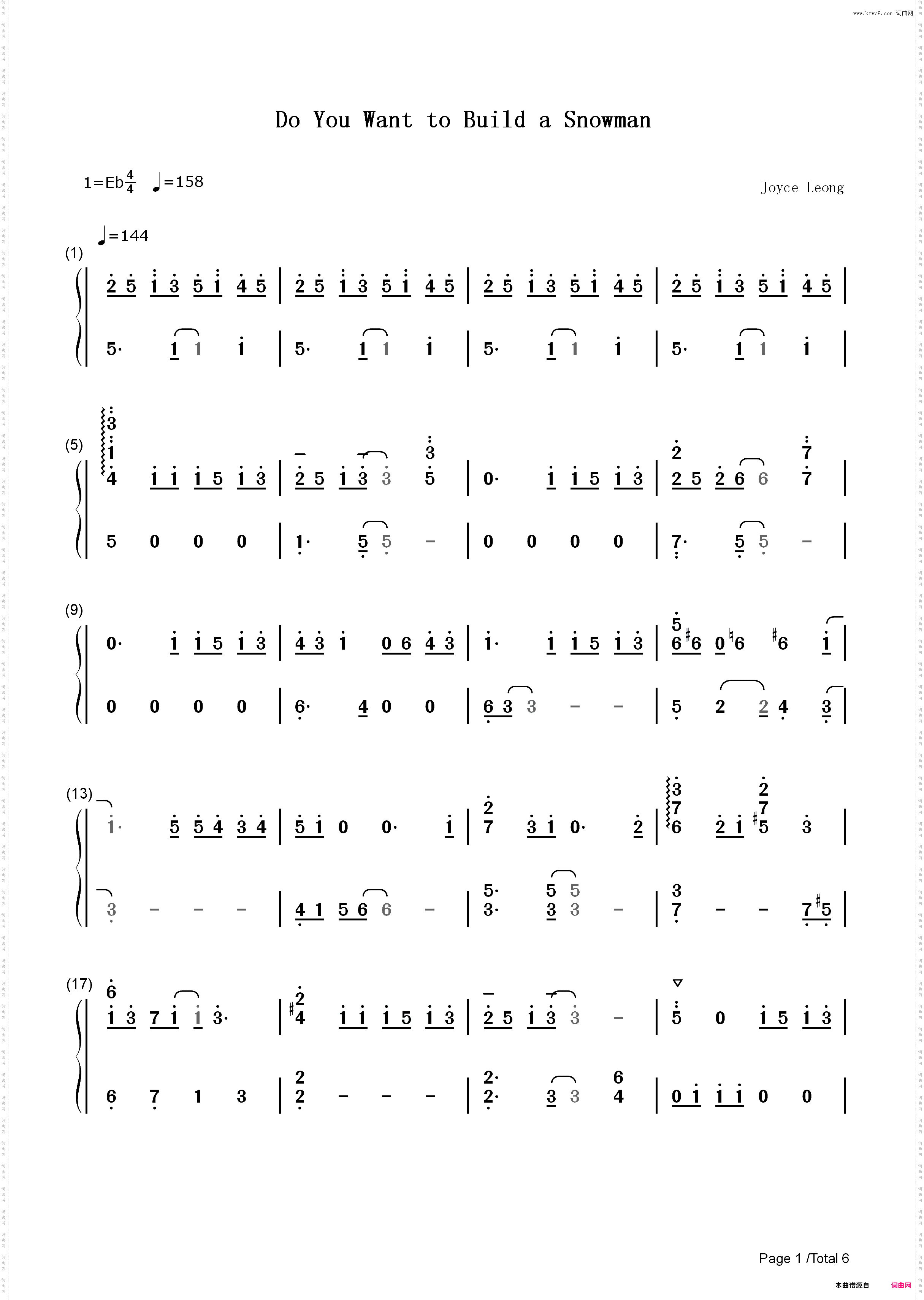 Do You Want to Build a Snowman钢琴版-冰雪奇缘插曲_简谱版