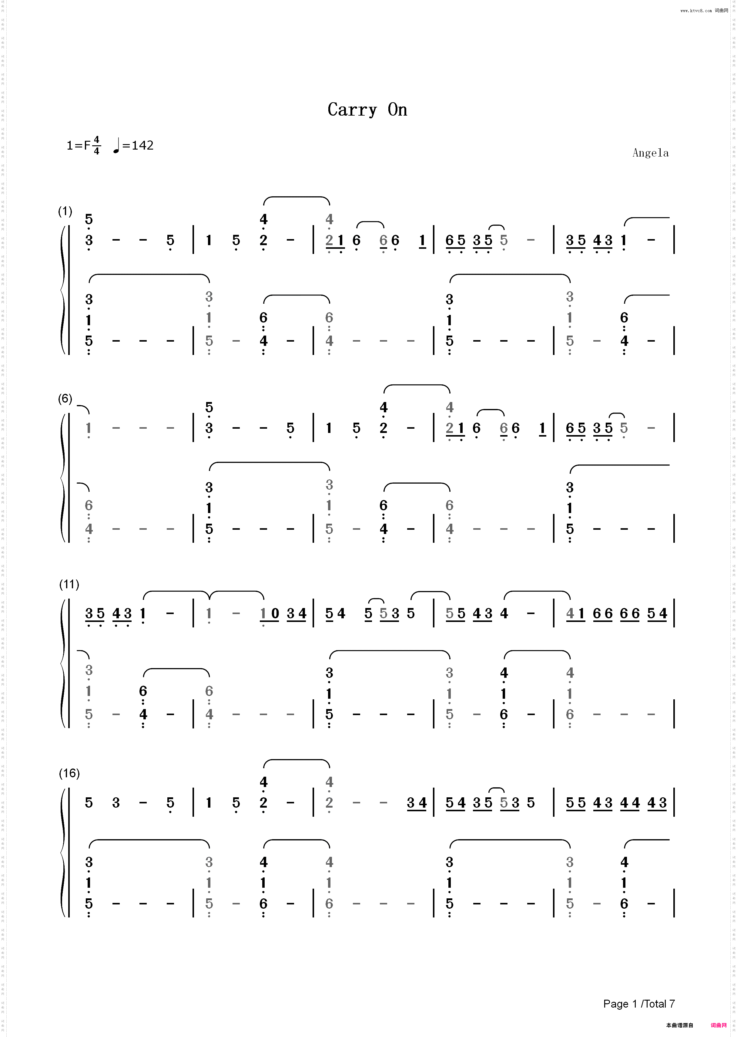 Carry On-Fun·_简谱版