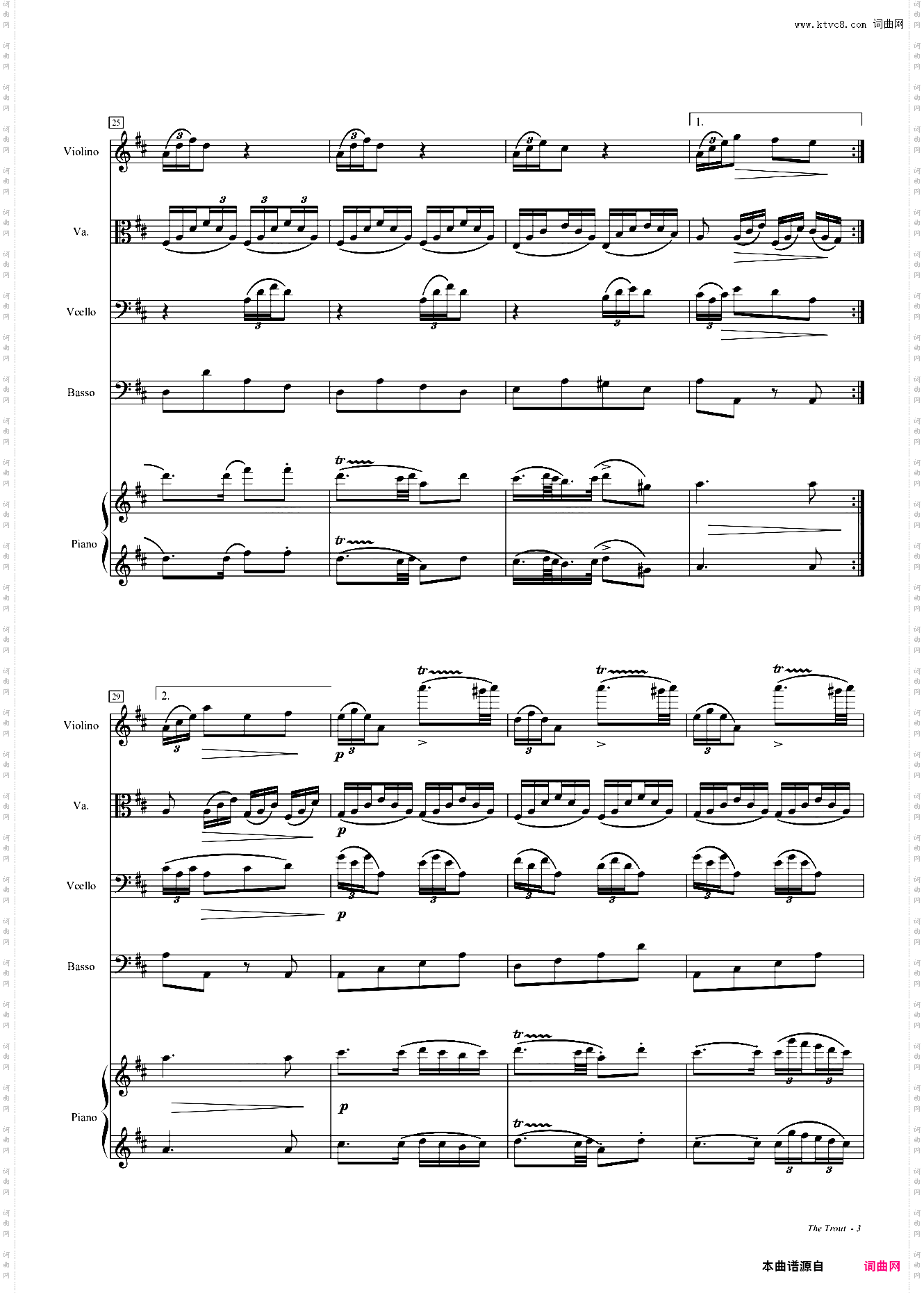 鳟鱼钢琴五重奏第四乐章