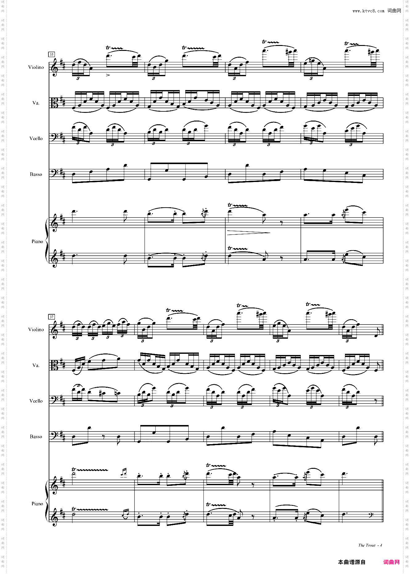 鳟鱼钢琴五重奏第四乐章