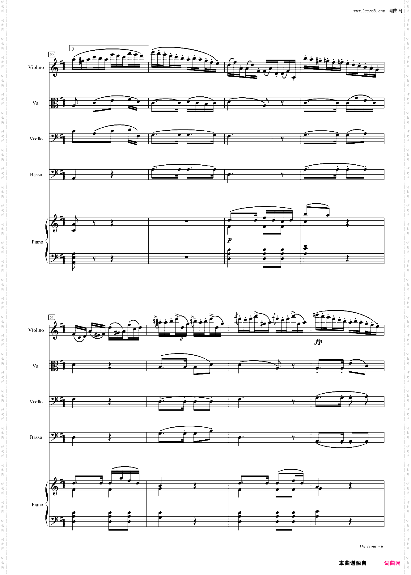 鳟鱼钢琴五重奏第四乐章