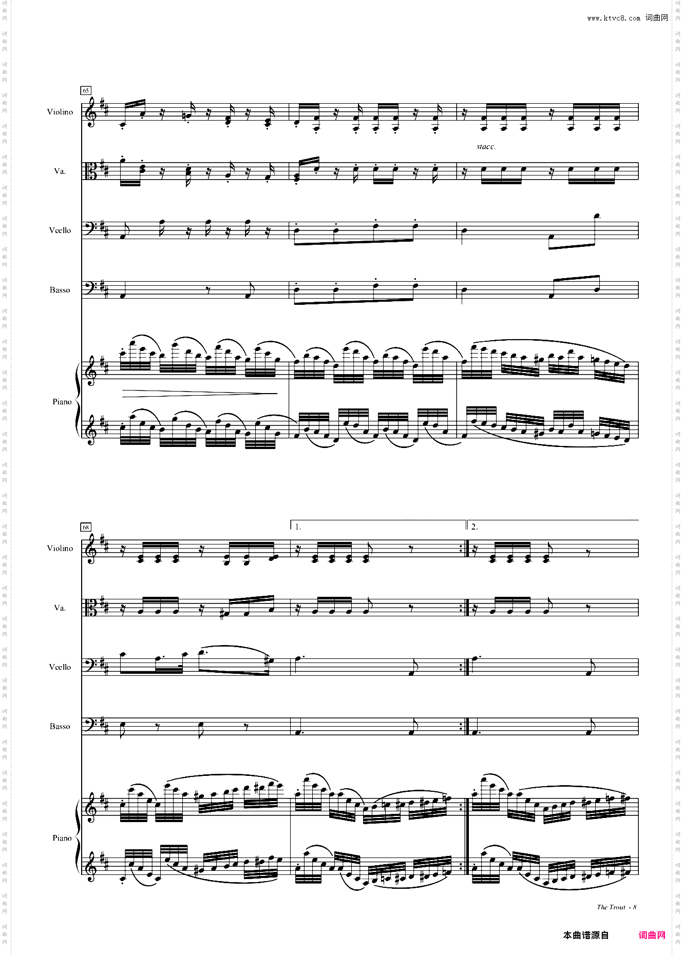 鳟鱼钢琴五重奏第四乐章