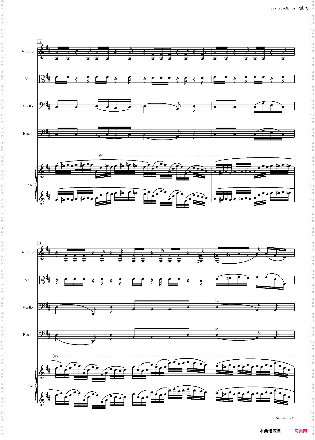 鳟鱼钢琴五重奏第四乐章