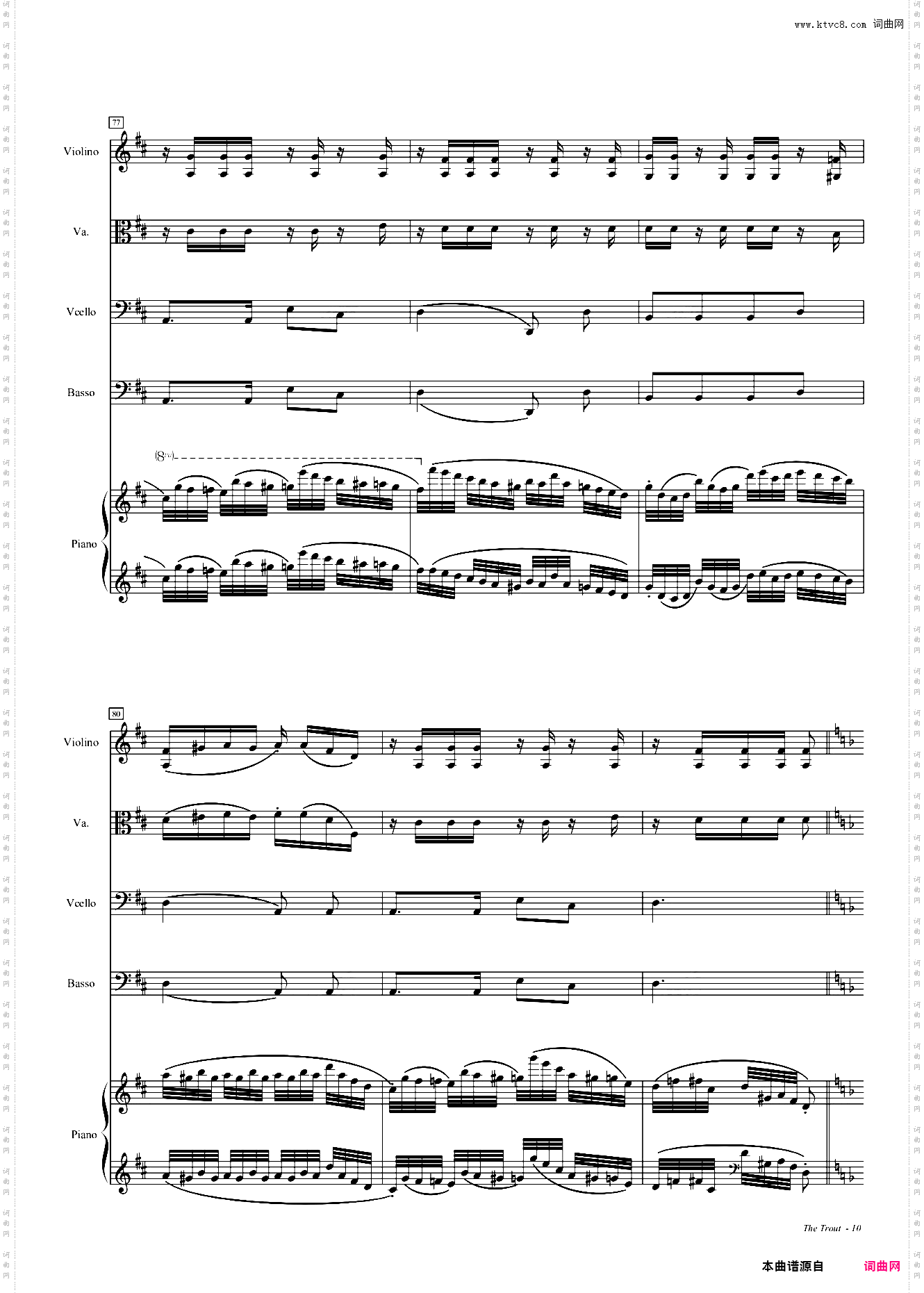 鳟鱼钢琴五重奏第四乐章