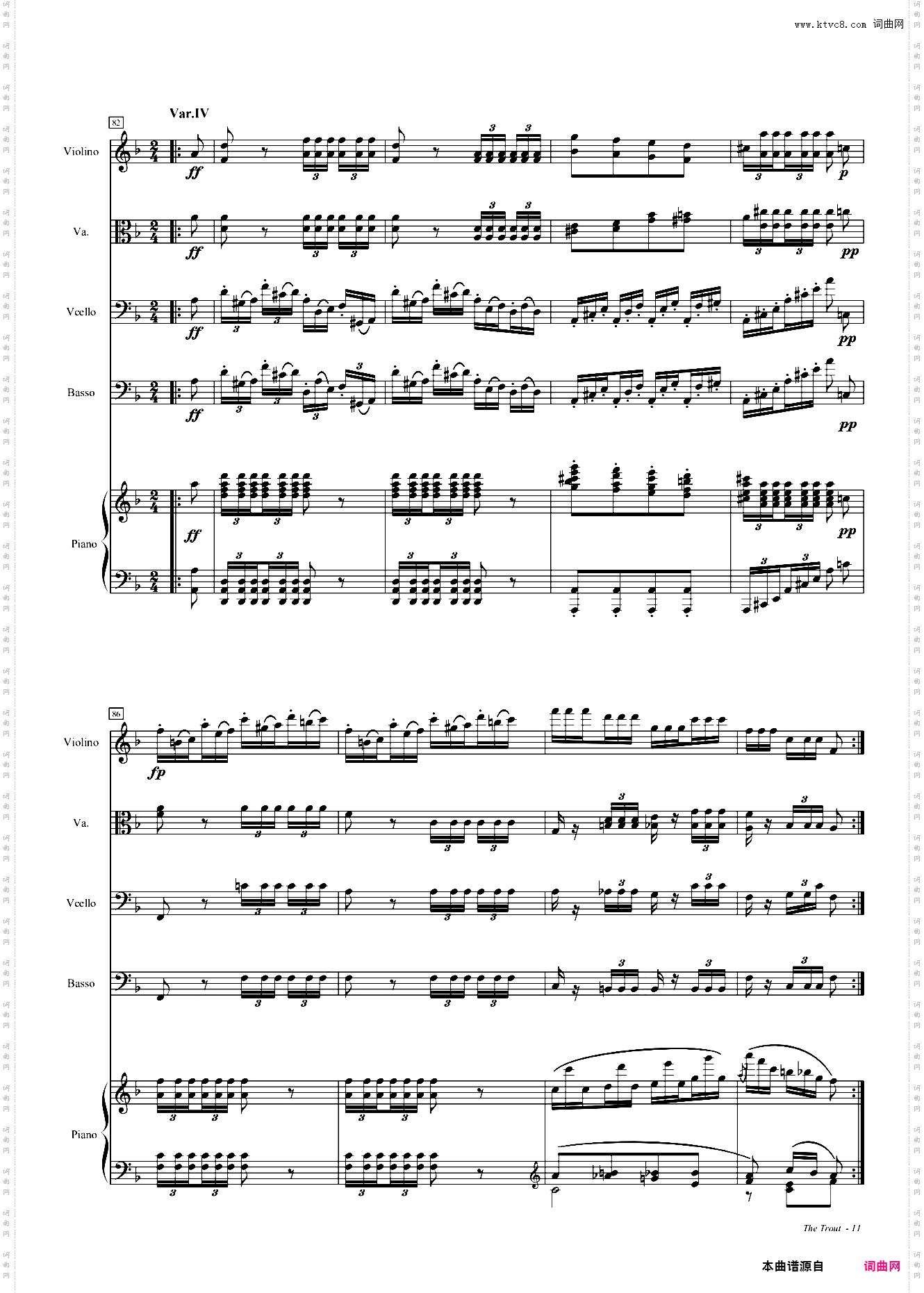 鳟鱼钢琴五重奏第四乐章