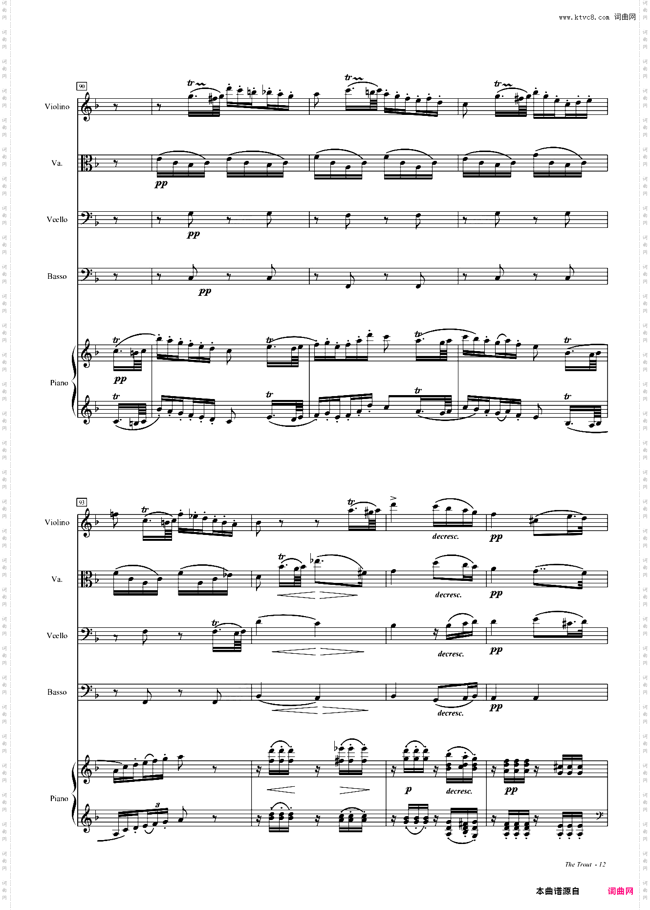 鳟鱼钢琴五重奏第四乐章