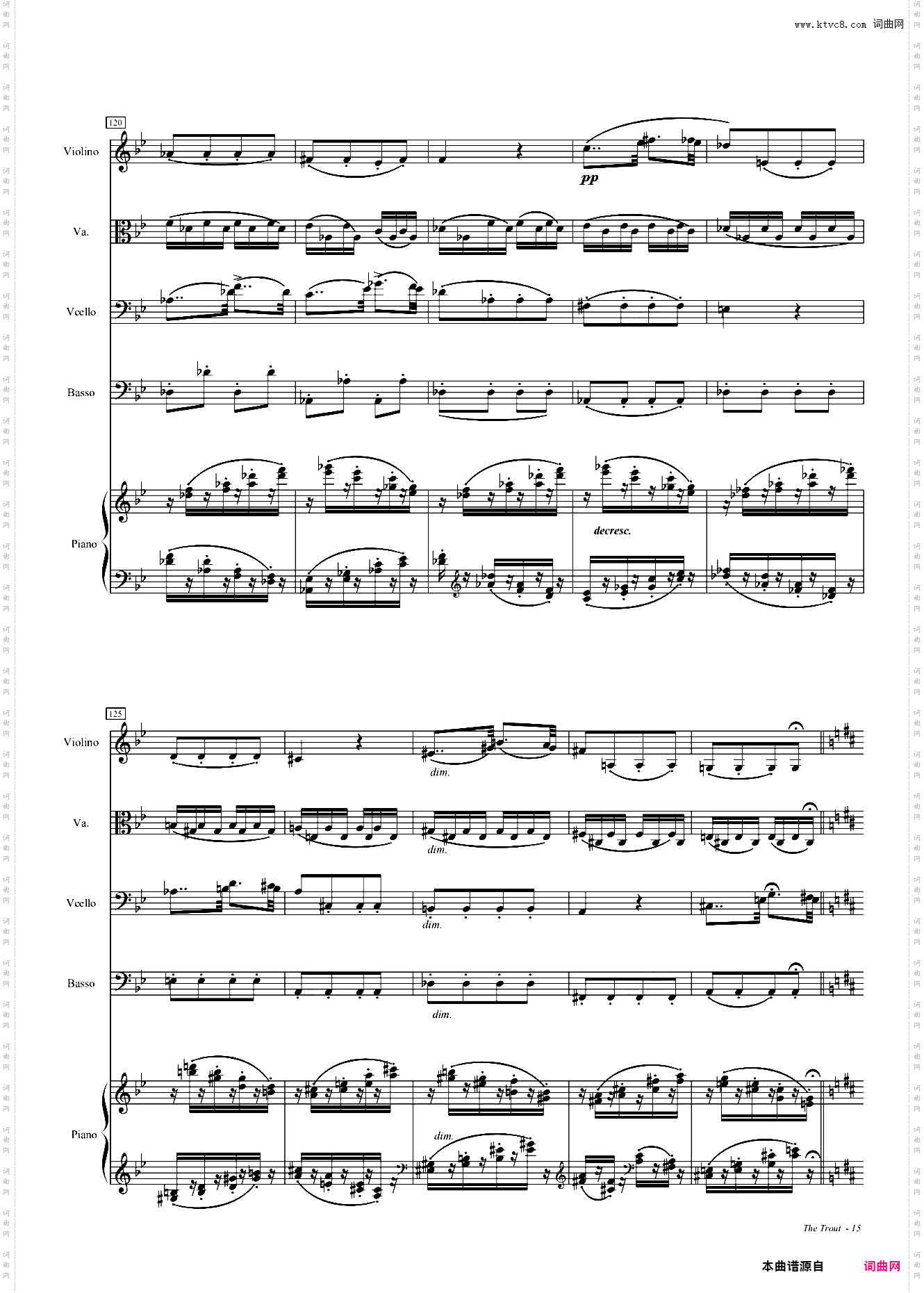 鳟鱼钢琴五重奏第四乐章